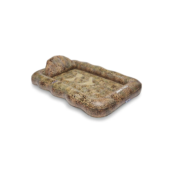 FUNBOY X SKIMS TANNING POOL LOUNGER | CHEETAH SKIN PRINT LAYS FLAT ON A WHITE BACKGROUND | FLT