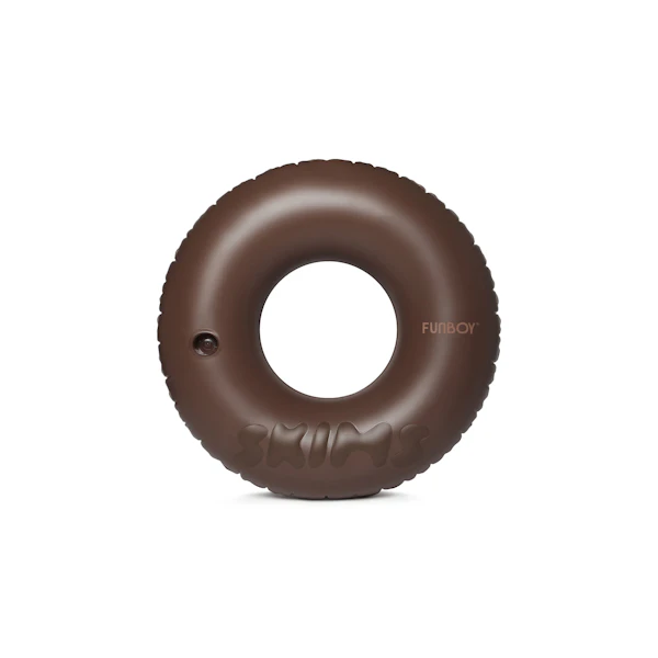FUNBOY X SKIMS EMBOSSED TUBE FLOAT | COCOA LAYS FLAT ON A WHITE BACKGROUND | FLT
