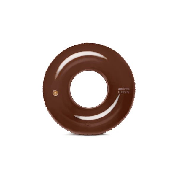 FUNBOY X SKIMS VINTAGE TUBE FLOAT | COCOA AND CLEAR LAYS FLAT ON A WHITE BACKGROUND | FLT