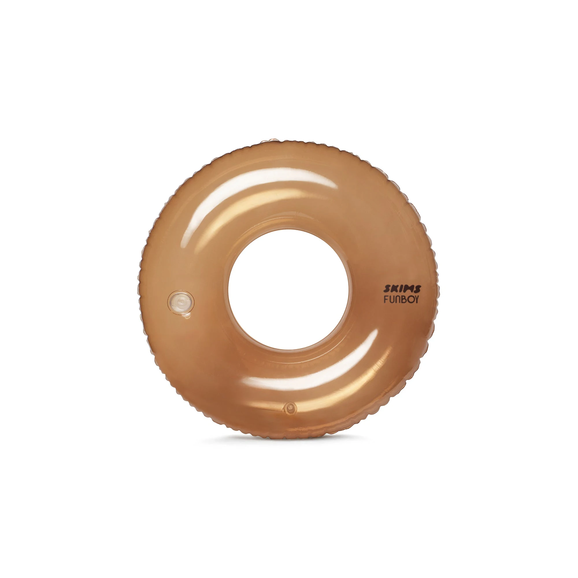 FUNBOY X SKIMS VINTAGE TUBE FLOAT | SIENNA AND CLEAR LAYS FLAT ON A WHITE BACKGROUND | FLT