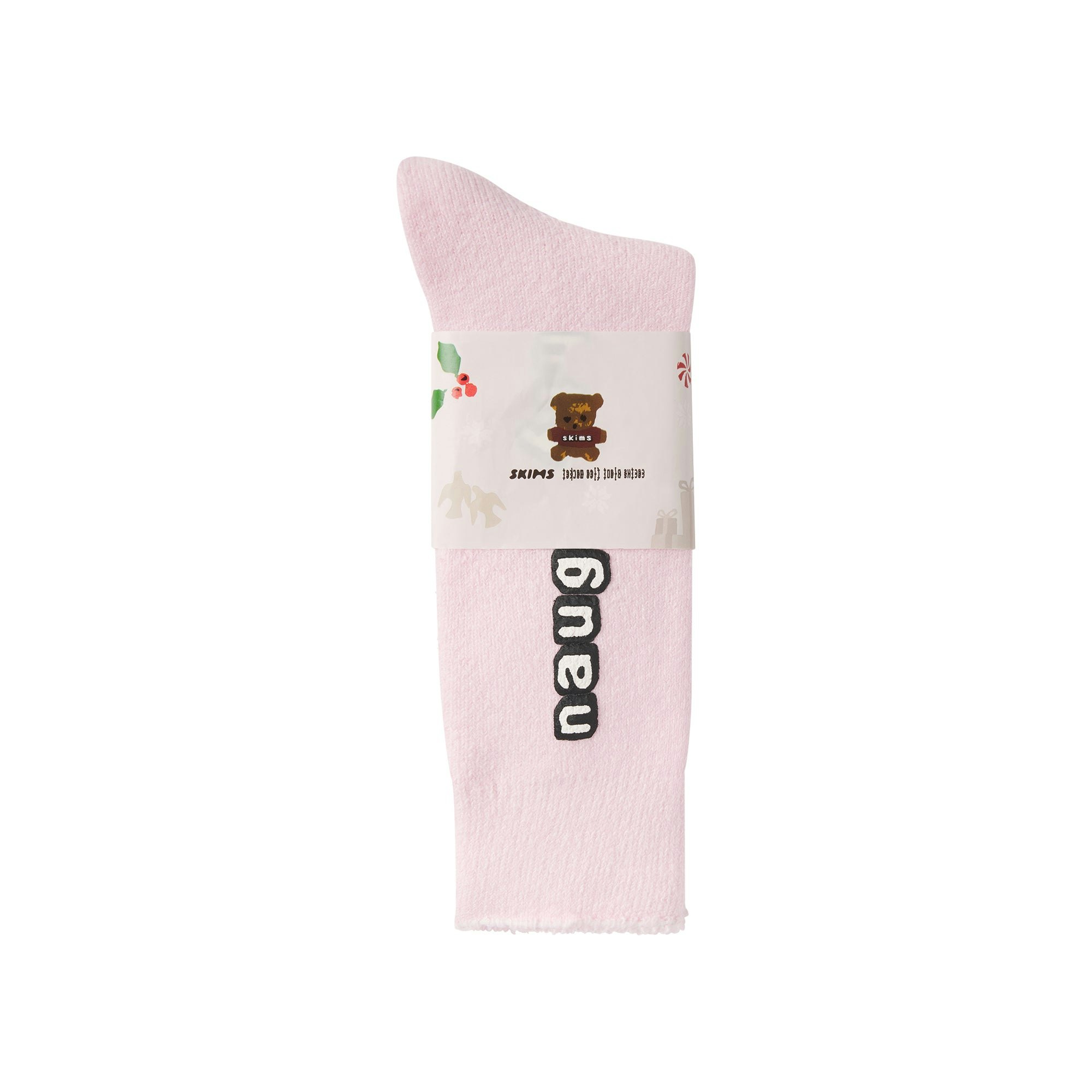 CACTUS PLANT FLEA MARKET X SKIMS PLUSH SOCK | CHERRY BLOSSOM FLAT ON A WHITE BACKGROUND
