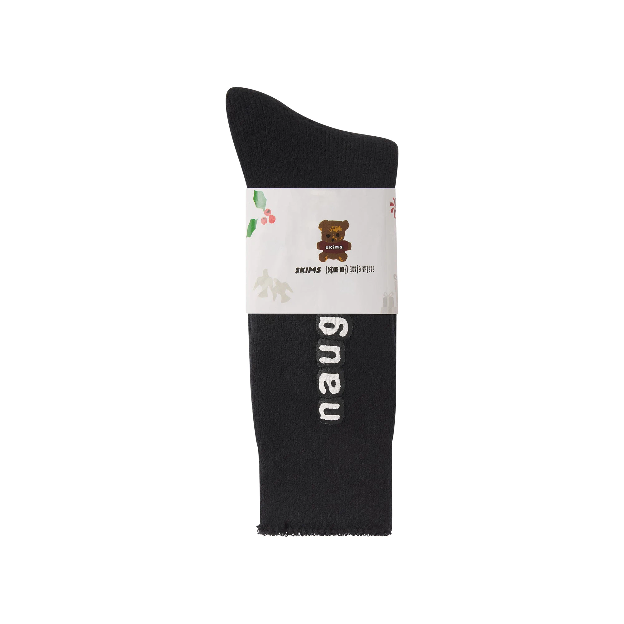 CACTUS PLANT FLEA MARKET X SKIMS PLUSH SOCK | ONYX FLAT ON A WHITE BACKGROUND