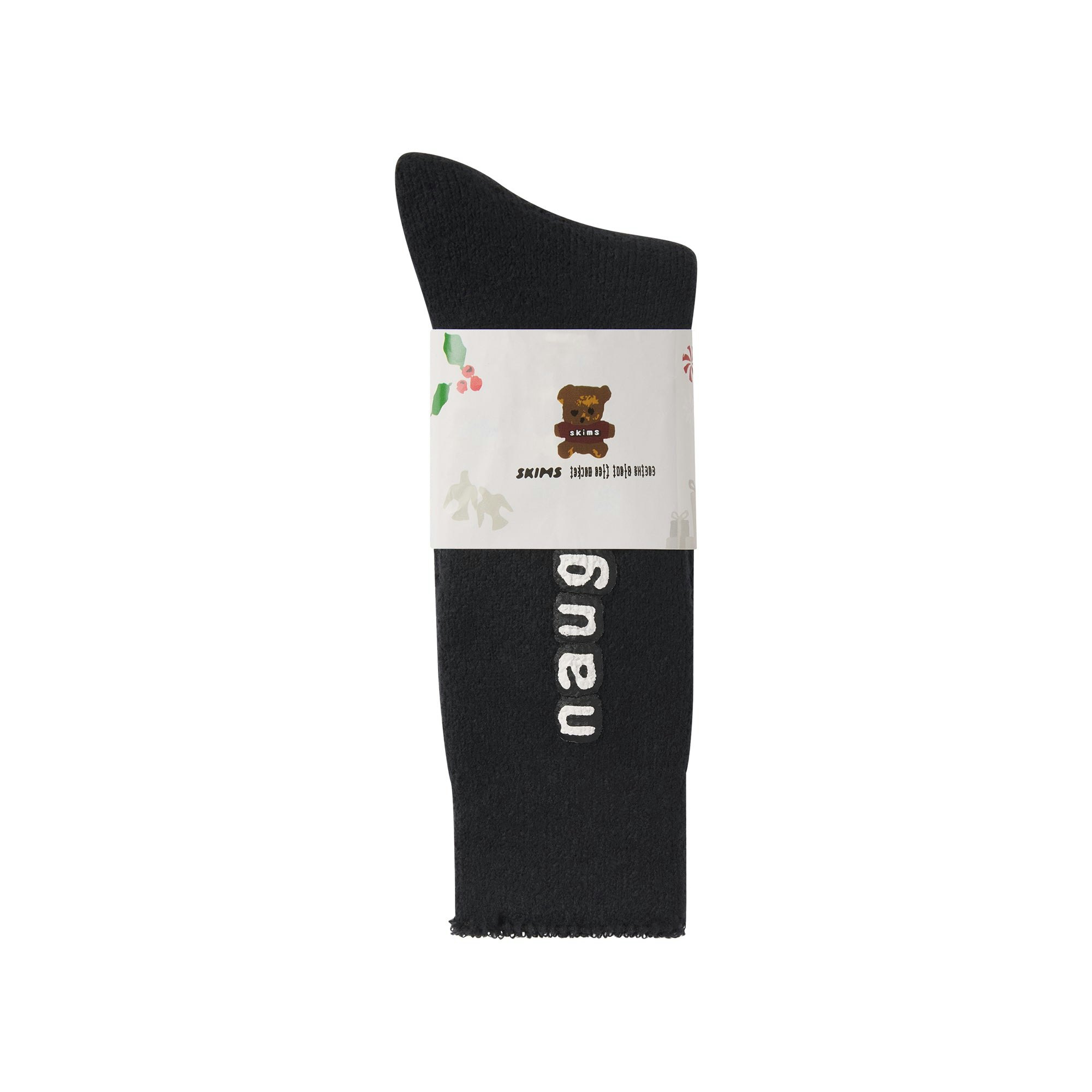 CACTUS PLANT FLEA MARKET X SKIMS PLUSH SOCK | ONYX FLAT ON A WHITE BACKGROUND