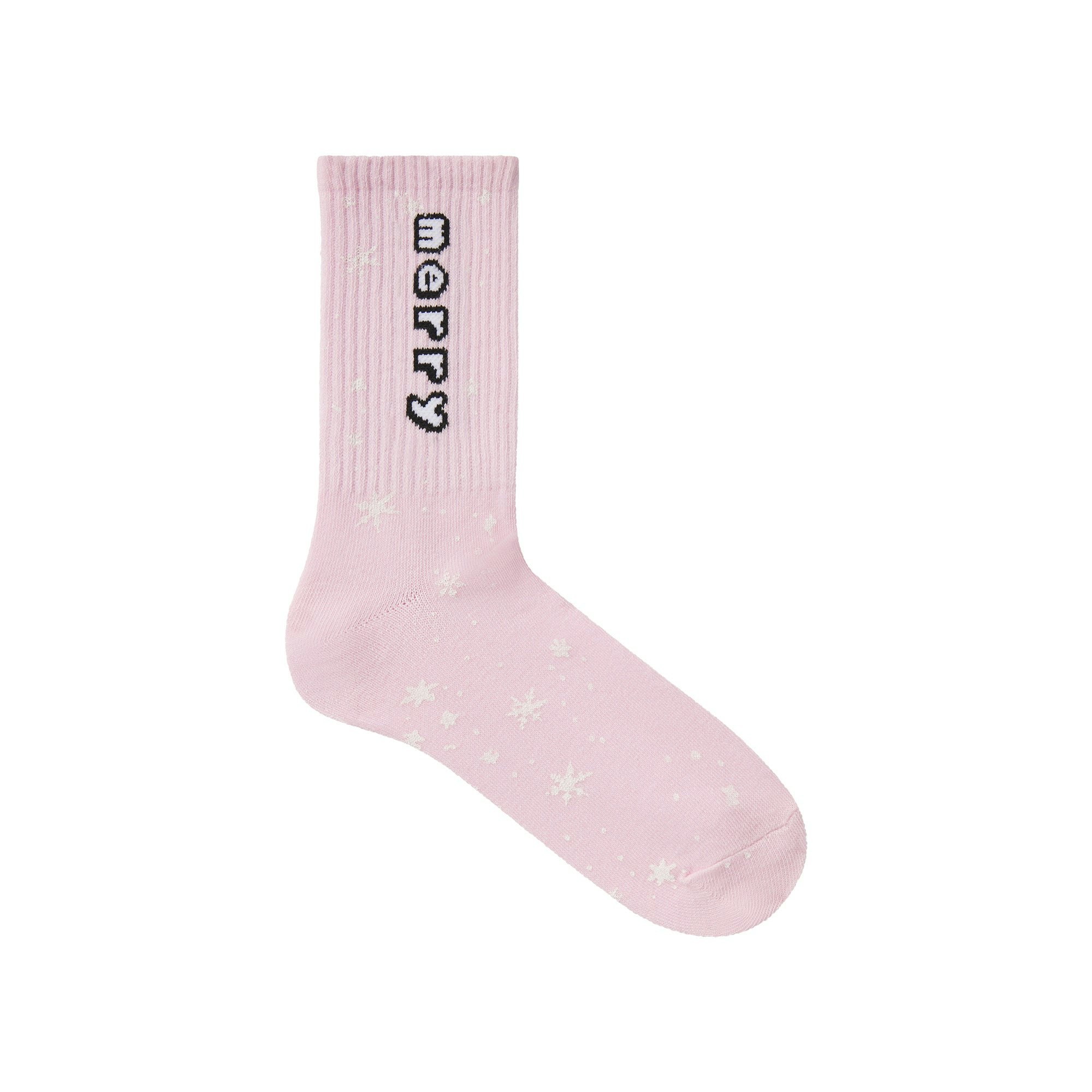 CACTUS PLANT FLEA MARKET X SKIMS RIBBED CREW SOCK 2-PACK | CHERRY BLOSSOM AND NAVY FLAT ON A WHITE BACKGROUND