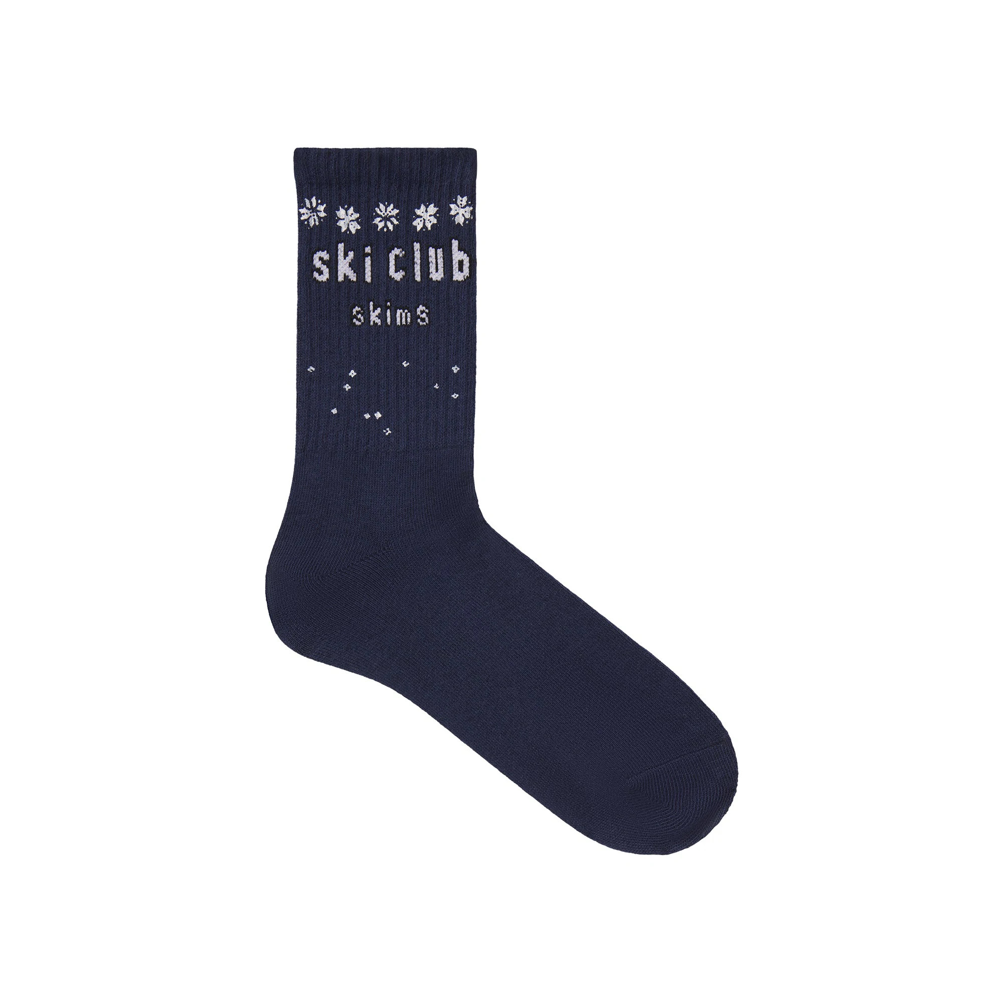 CACTUS PLANT FLEA MARKET X SKIMS RIBBED CREW SOCK 2-PACK | CHERRY BLOSSOM AND NAVY FLAT ON A WHITE BACKGROUND
