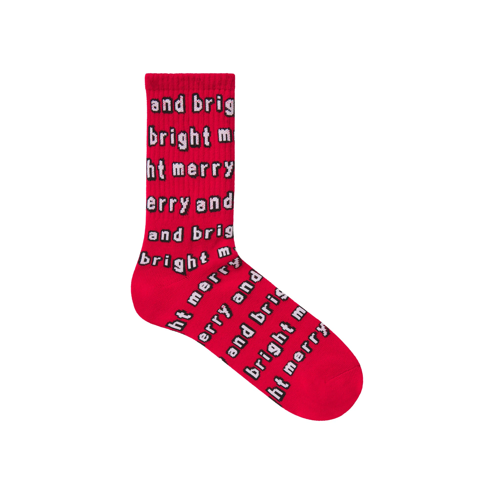 CACTUS PLANT FLEA MARKET X SKIMS RIBBED CREW SOCK 2-PACK | LIGHT HEATHER GREY AND RED FLAT ON A WHITE BACKGROUND