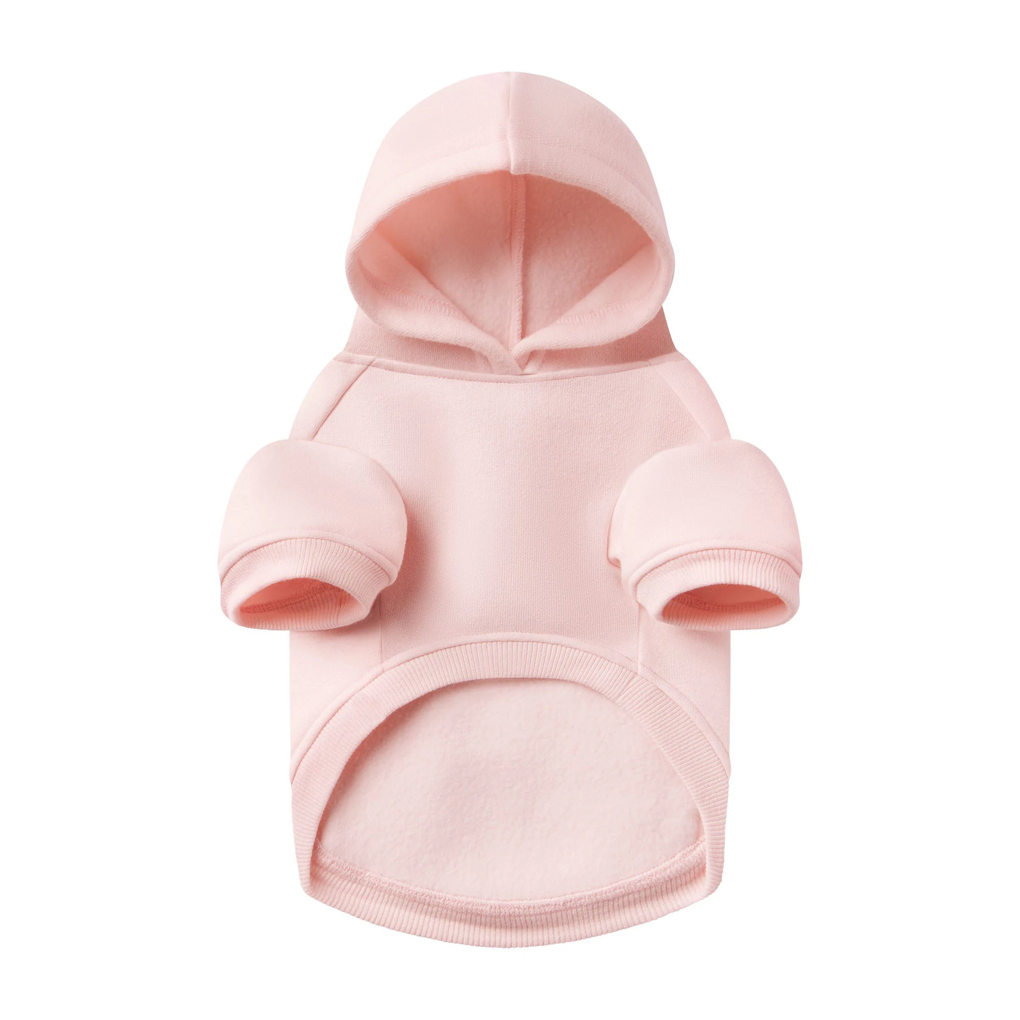 COTTON FLEECE PET HOODIE | BARELY PINK FLAT ON A WHITE BACKGROUND | FLT