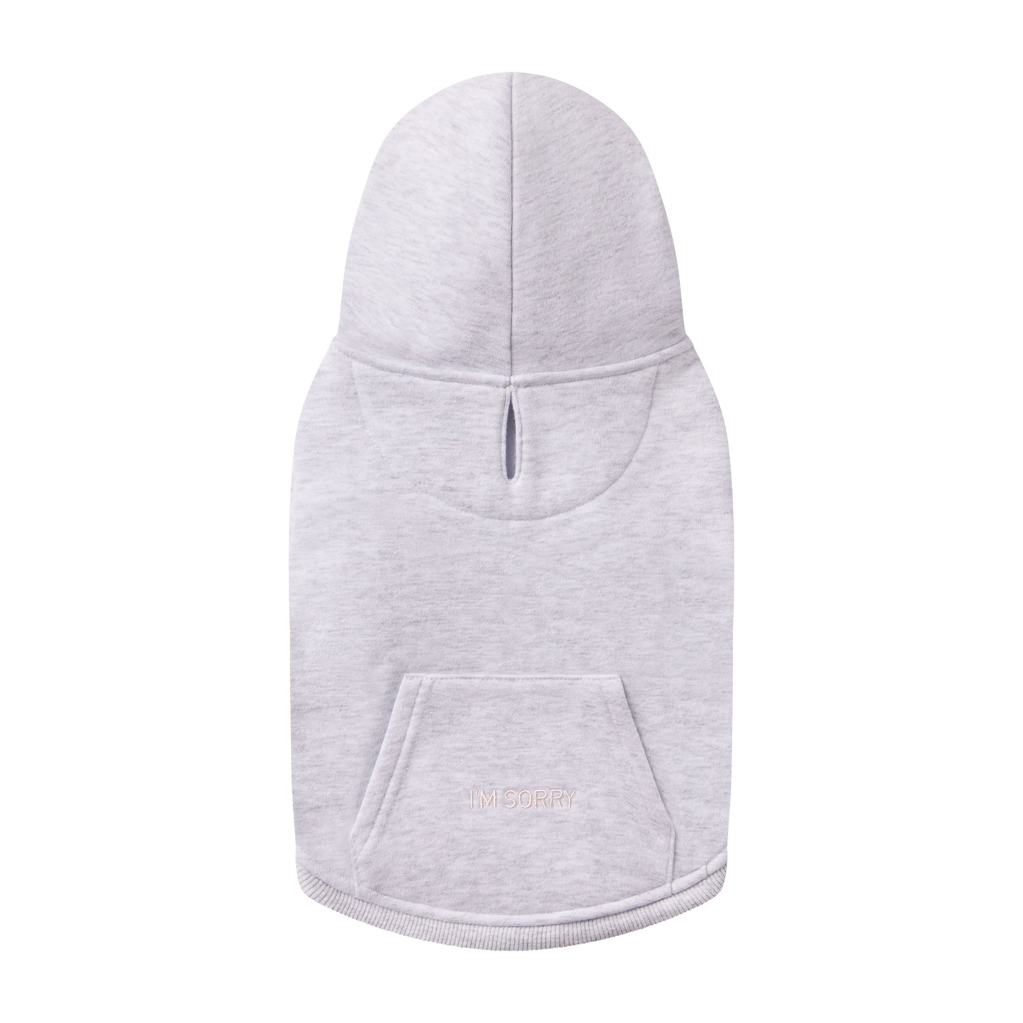 COTTON FLEECE PET HOODIE | LIGHT HEATHER GREY FLAT ON A WHITE BACKGROUND