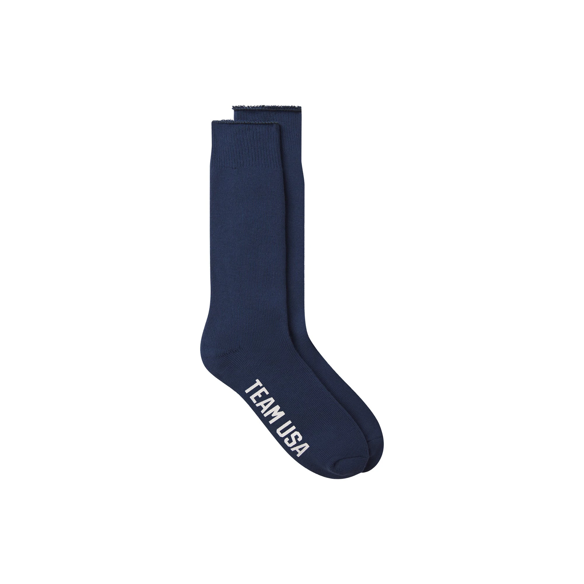 SKIMS FOR TEAM USA MENS OLYMPIC LOUNGE SOCK | NAVY FLAT ON A WHITE BACKGROUND | FLT