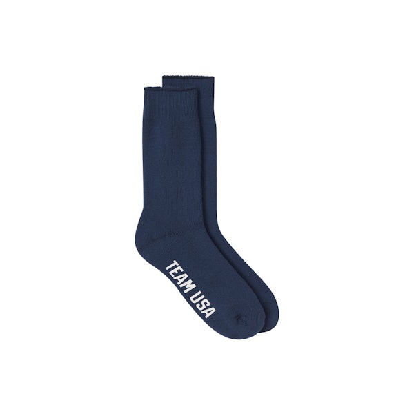 SKIMS FOR TEAM USA OLYMPIC LOUNGE SOCK | NAVY FLAT ON A WHITE BACKGROUND | FLT