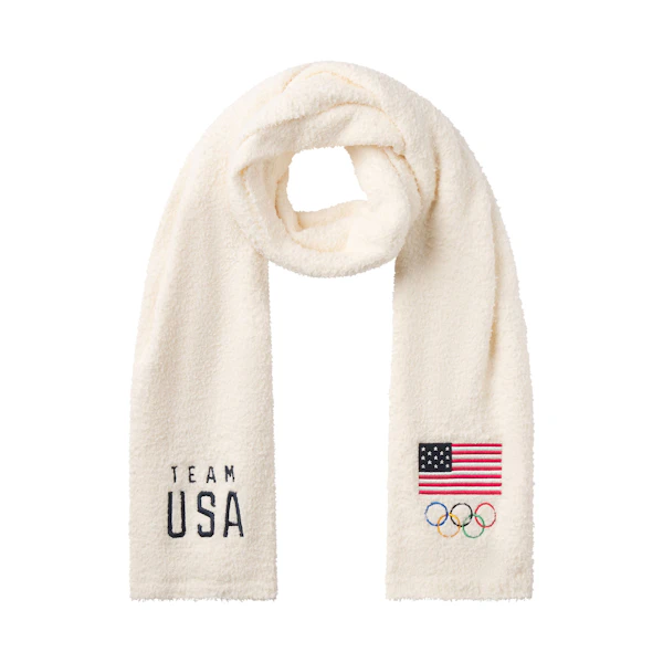 SKIMS FOR TEAM USA COZY OLYMPIC SCARF | ECRUFLAT ON A WHITE BACKGROUND | FLT