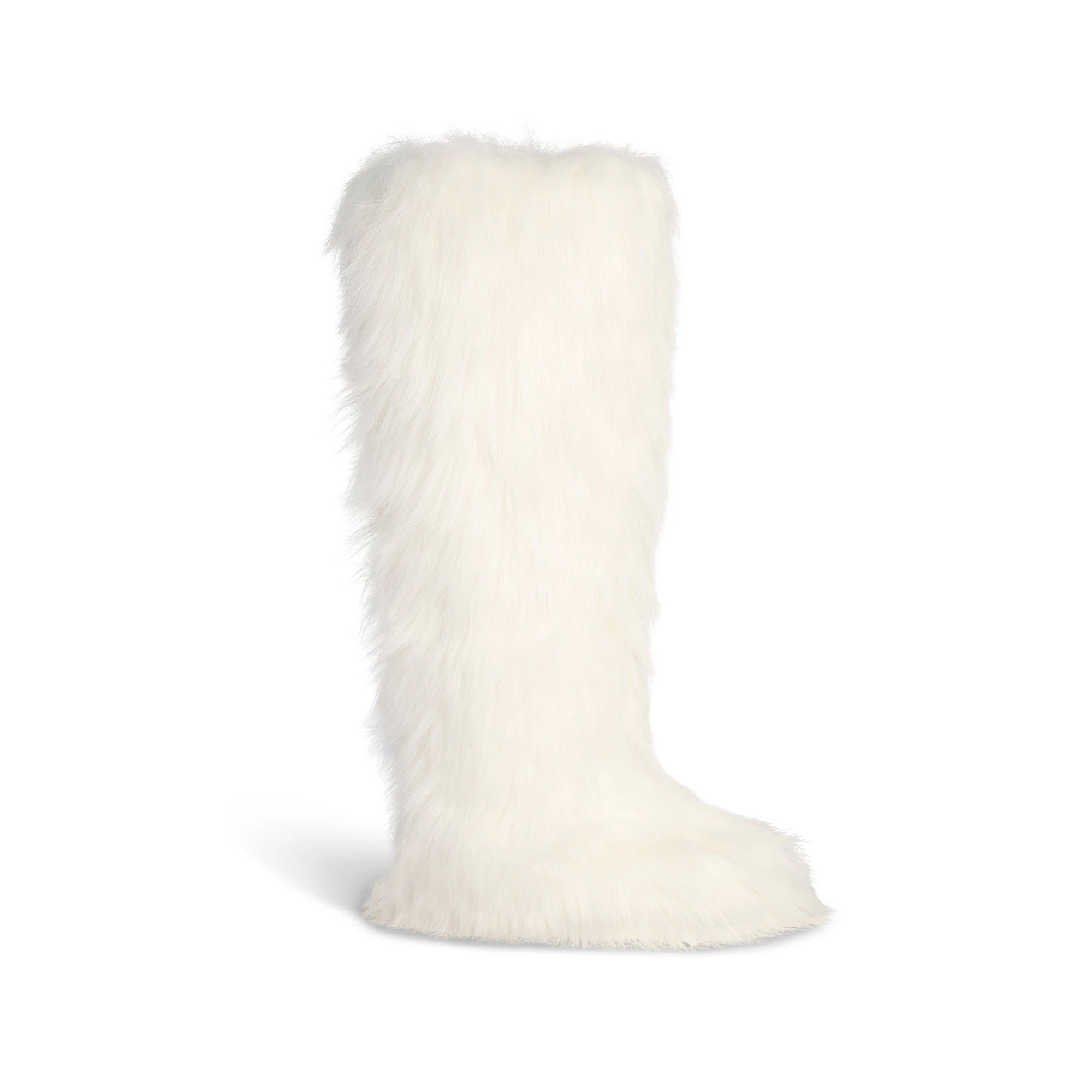 FAUX FUR OVER THE KNEE BOOT | EGRET FLAT ON A WHITE BACKGROUND | FLT