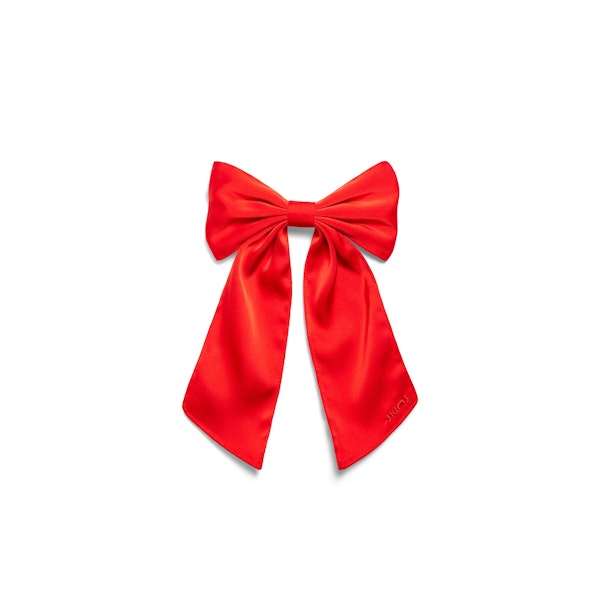SATIN JUMBO BOW CLIP | RUBY FLAT ON A WHITE BACKGROUND | FLT
