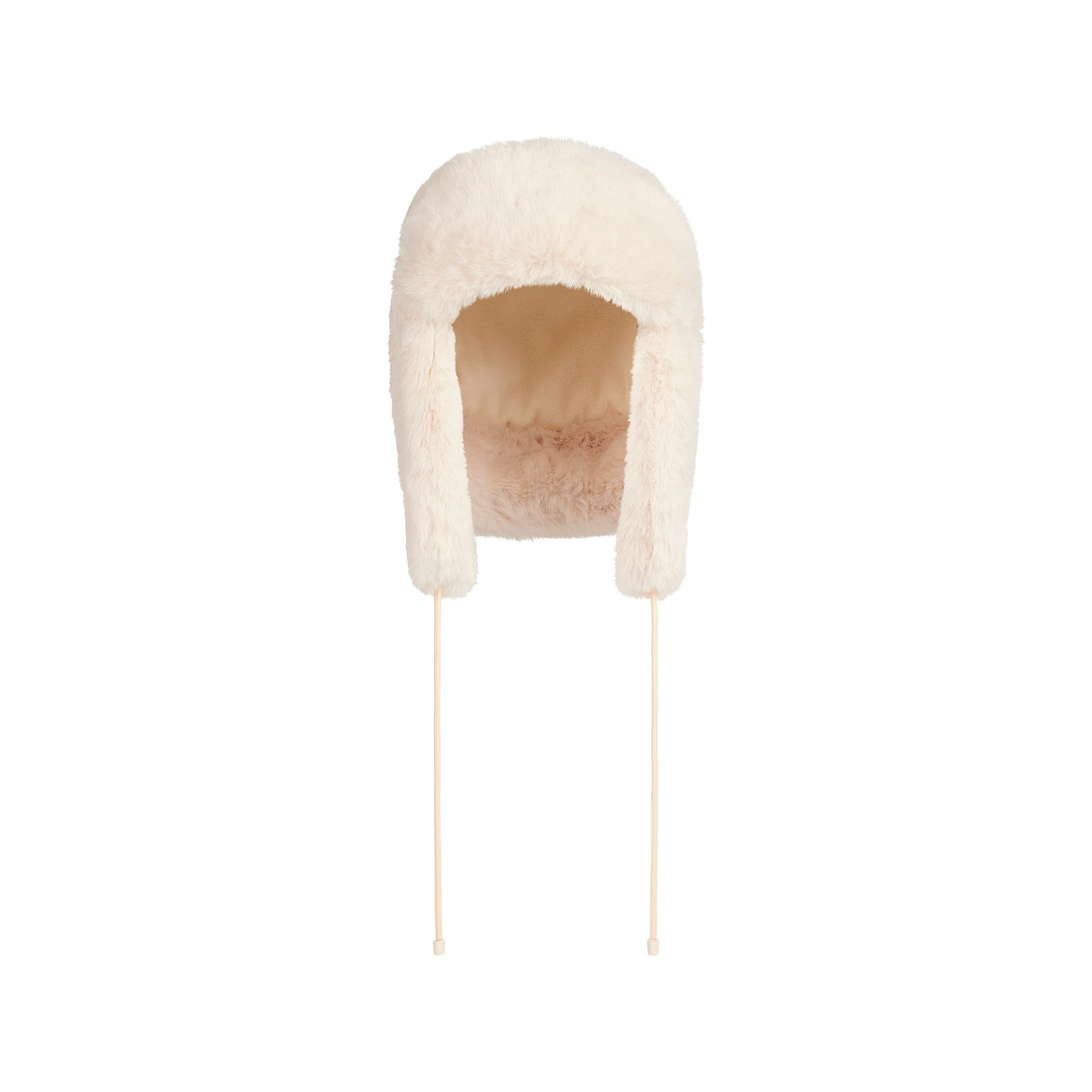 FAUX FUR TRAPPER HAT | EGRET FLAT ON A WHITE BACKGROUND | FLT