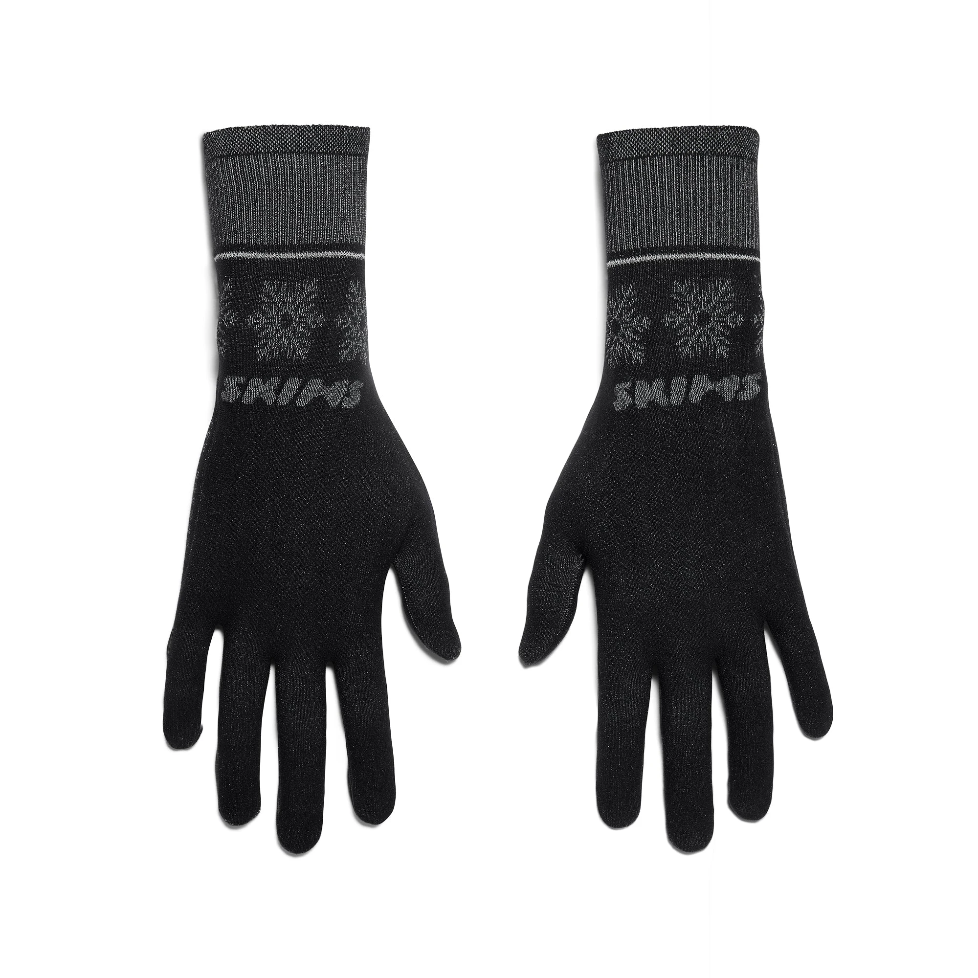 SKIMS FIRST LAYERS GLOVES | OBSIDIAN WINTER FAIR ISLE FLAT ON A WHITE BACKGROUND | FLT