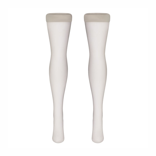 HOSIERY THIGH HIGH STOCKINGS | IVORY LAYS FLAT ON A WHITE BACKGROUND | FLT 