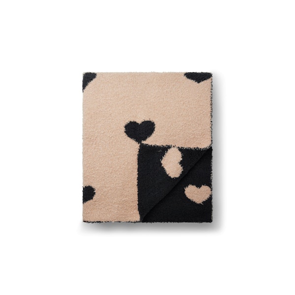 COZY KNIT BLANKET | MICA SPACED HEARTS FLAT ON A WHITE BACKGROUND | FLT