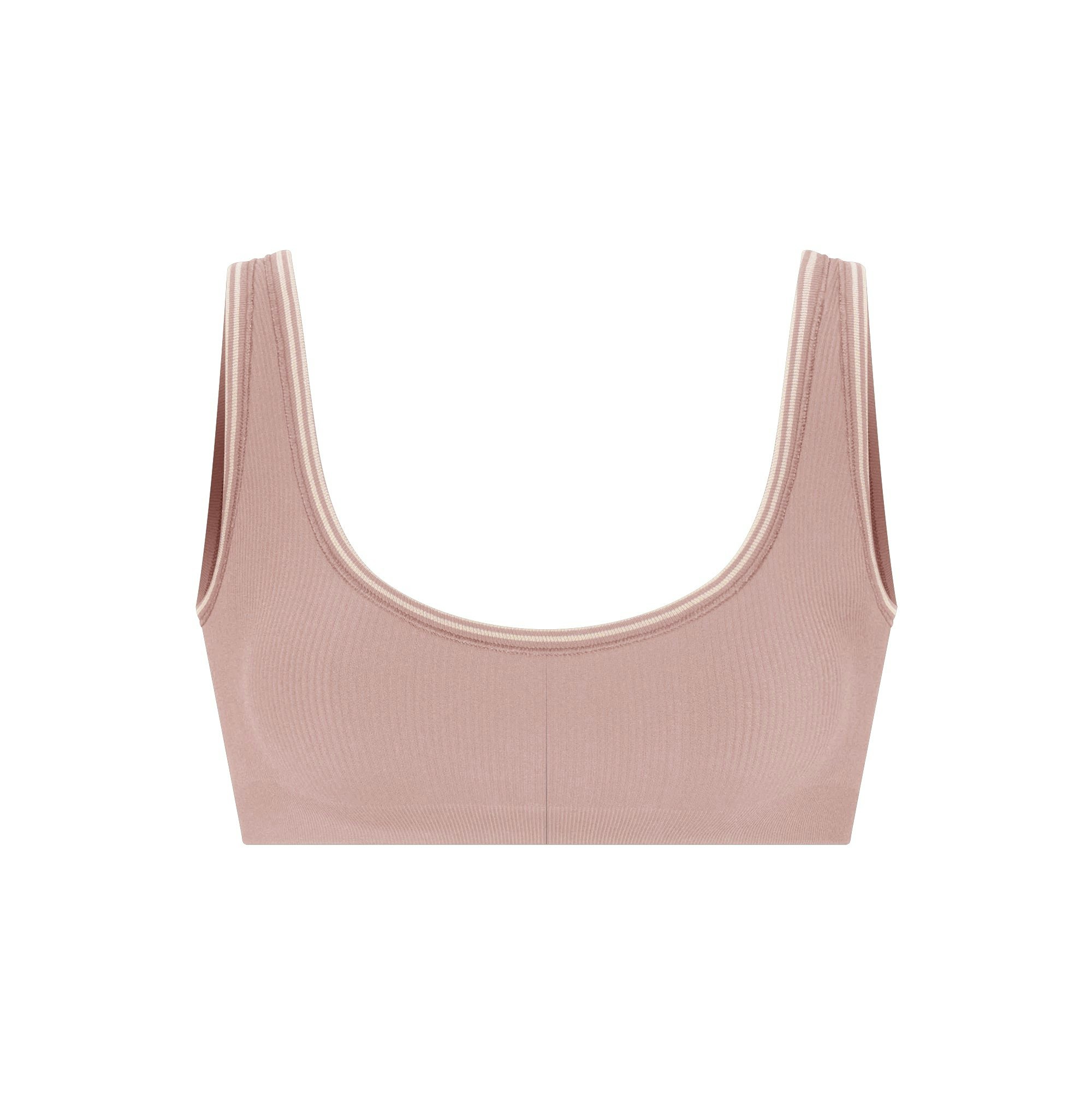 NikeSKIMS RIBBED SEAMLESS MICRO SCOOP BRA | HIMALAYAN/ECRU FLAT ON A WHITE BACKGROUND | FLT