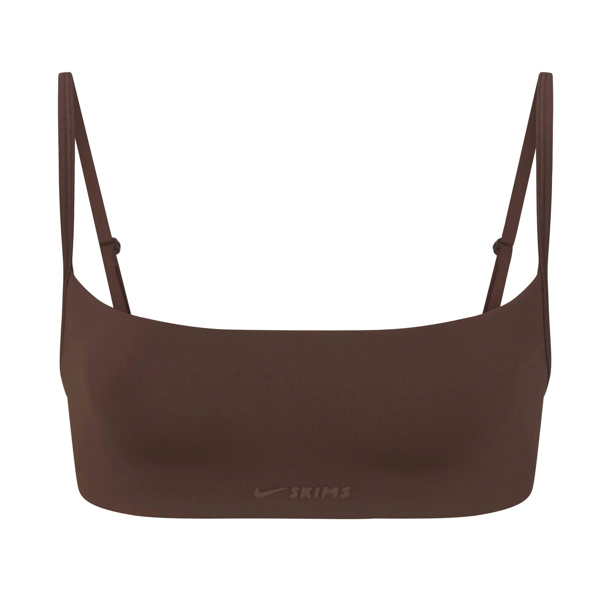NikeSKIMS MATTE MICRO BRA | DARK SEPIA FLAT ON A WHITE BACKGROUND | FLT