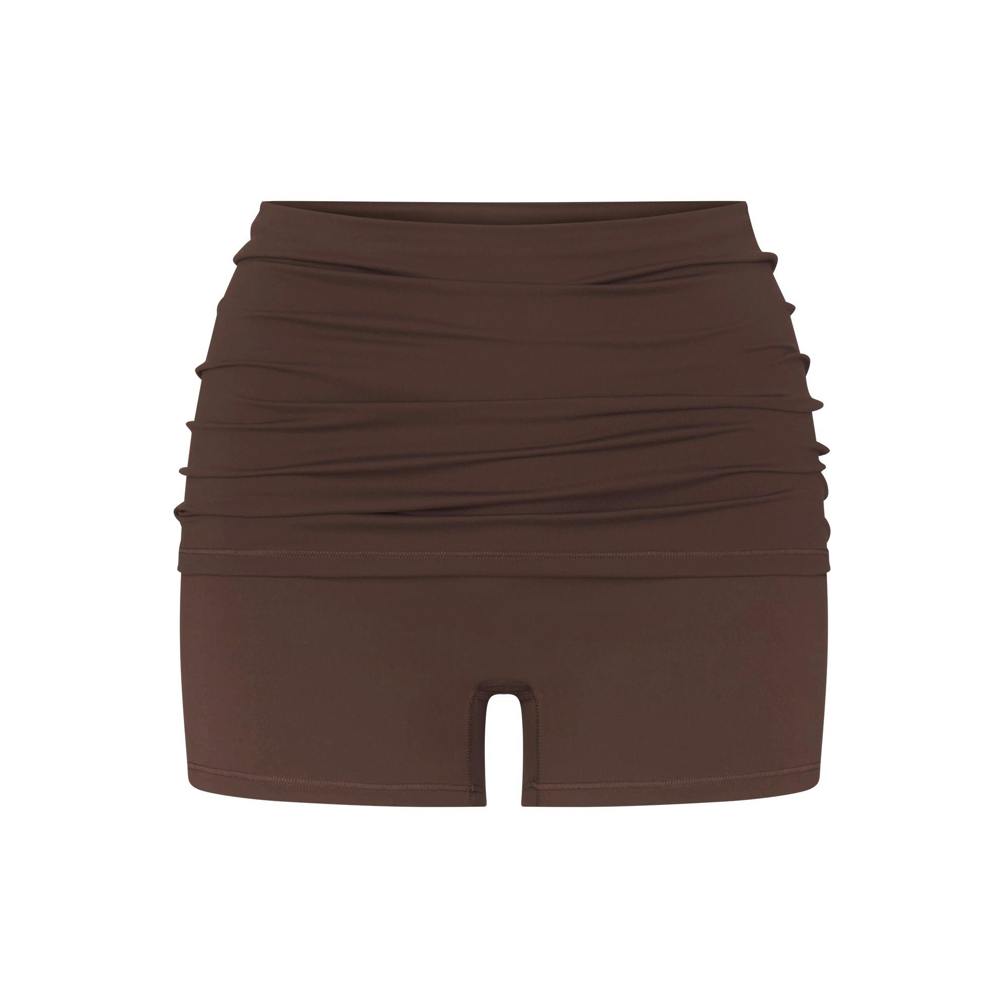 NikeSKIMS MATTE 3" FOLDOVER SHORT | DARK SEPIA FLAT ON A WHITE BACKGROUND | FLT