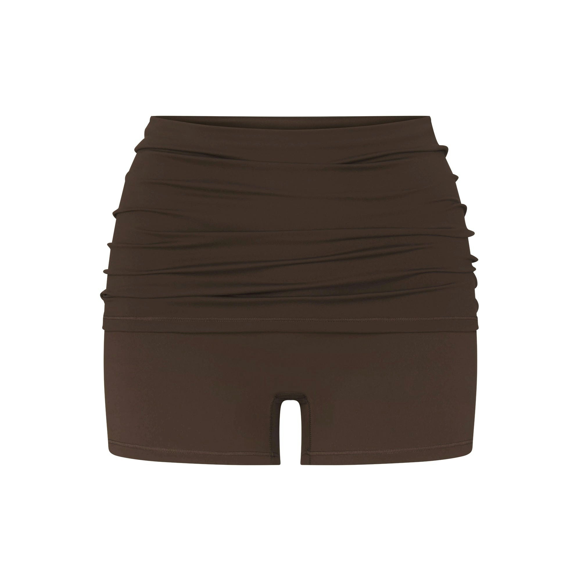 NikeSKIMS MATTE 3" FOLDOVER SHORT | DARK SEPIA FLAT ON A WHITE BACKGROUND | FLT