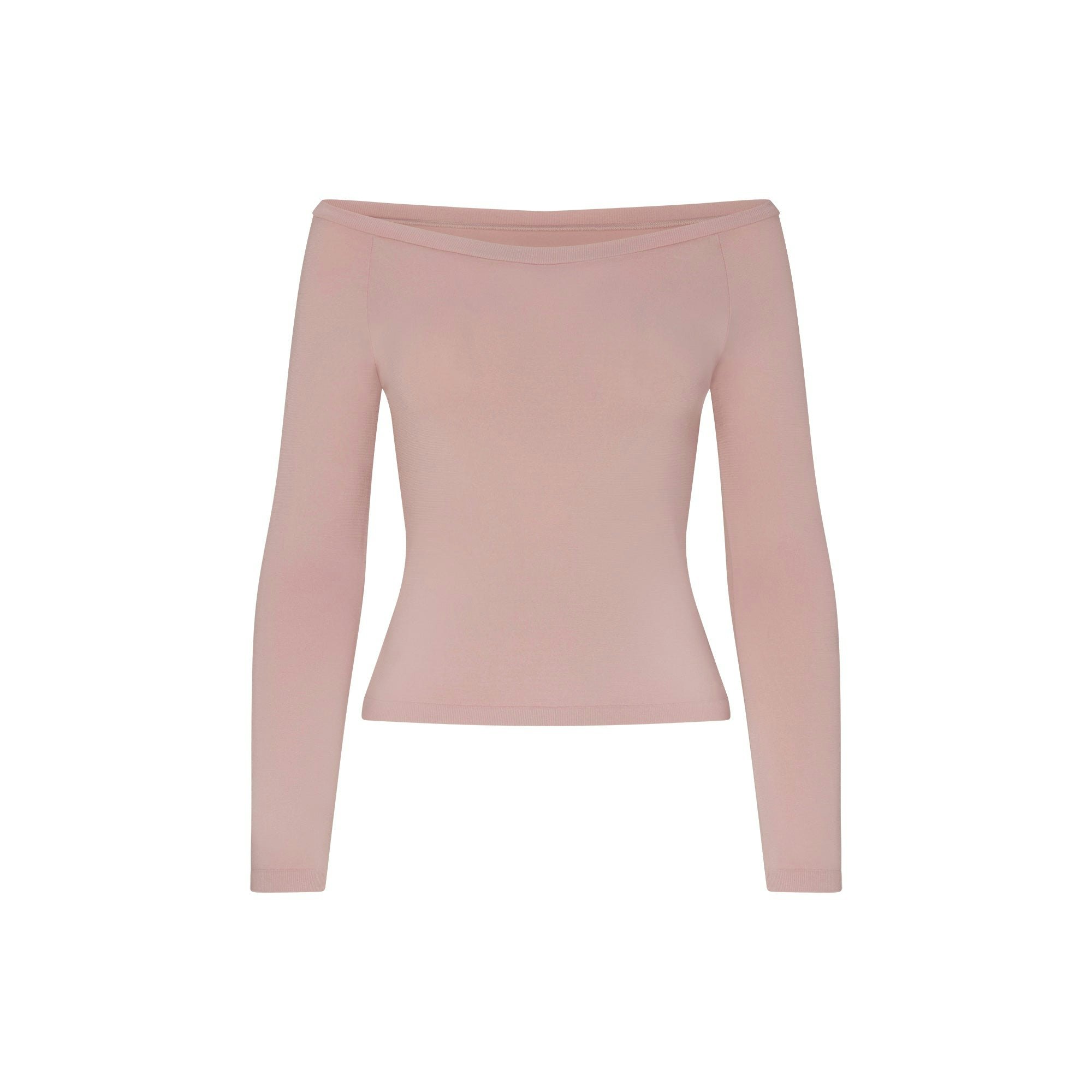 NikeSKIMS STRETCH KNIT LONG SLEEVE BOATNECK TOP | HIMALAYAN FLAT ON A WHITE BACKGROUND | FLT