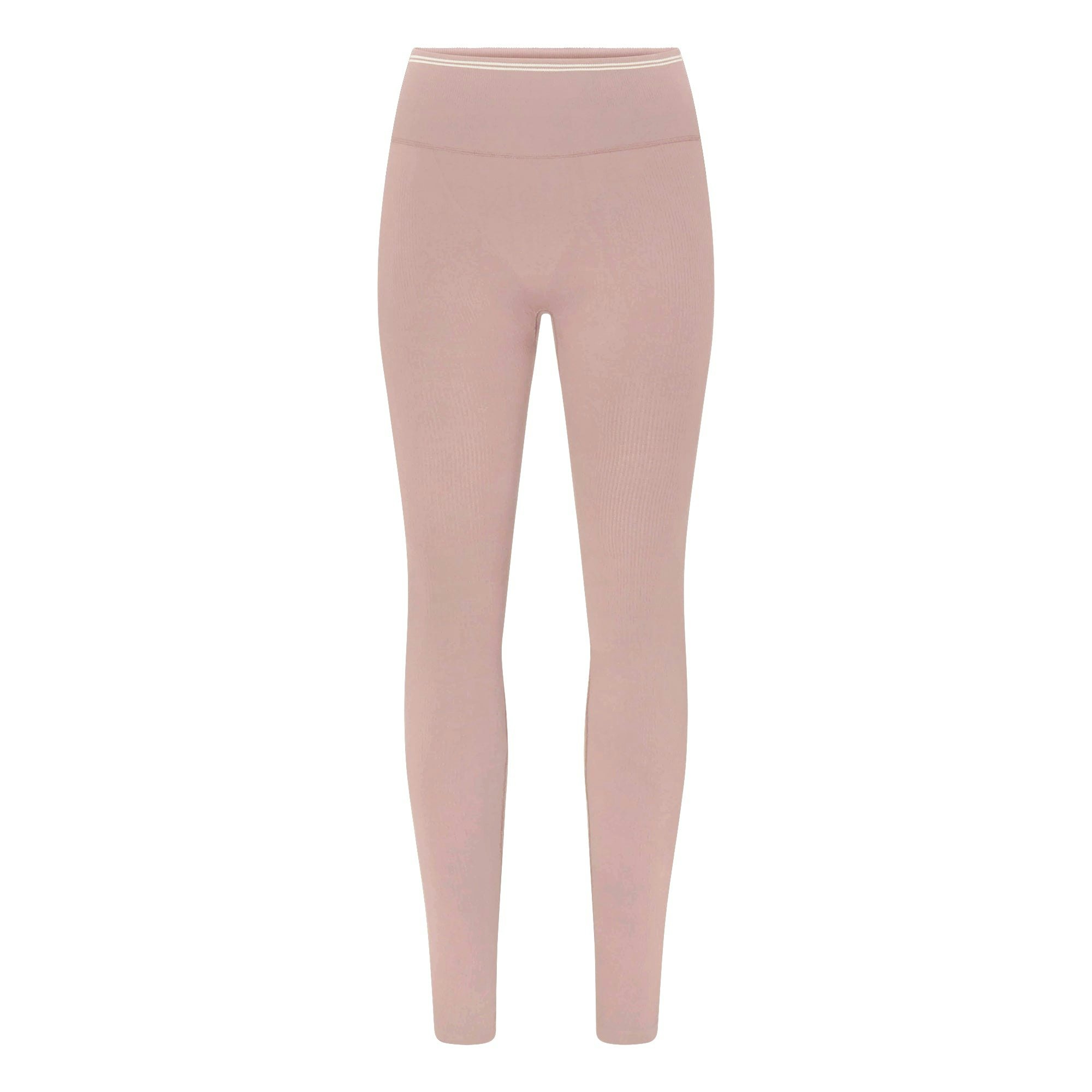 NikeSKIMS RIBBED SEAMLESS 26" LEGGING | HIMALAYAN/ECRU FLAT ON A WHITE BACKGROUND | FLT