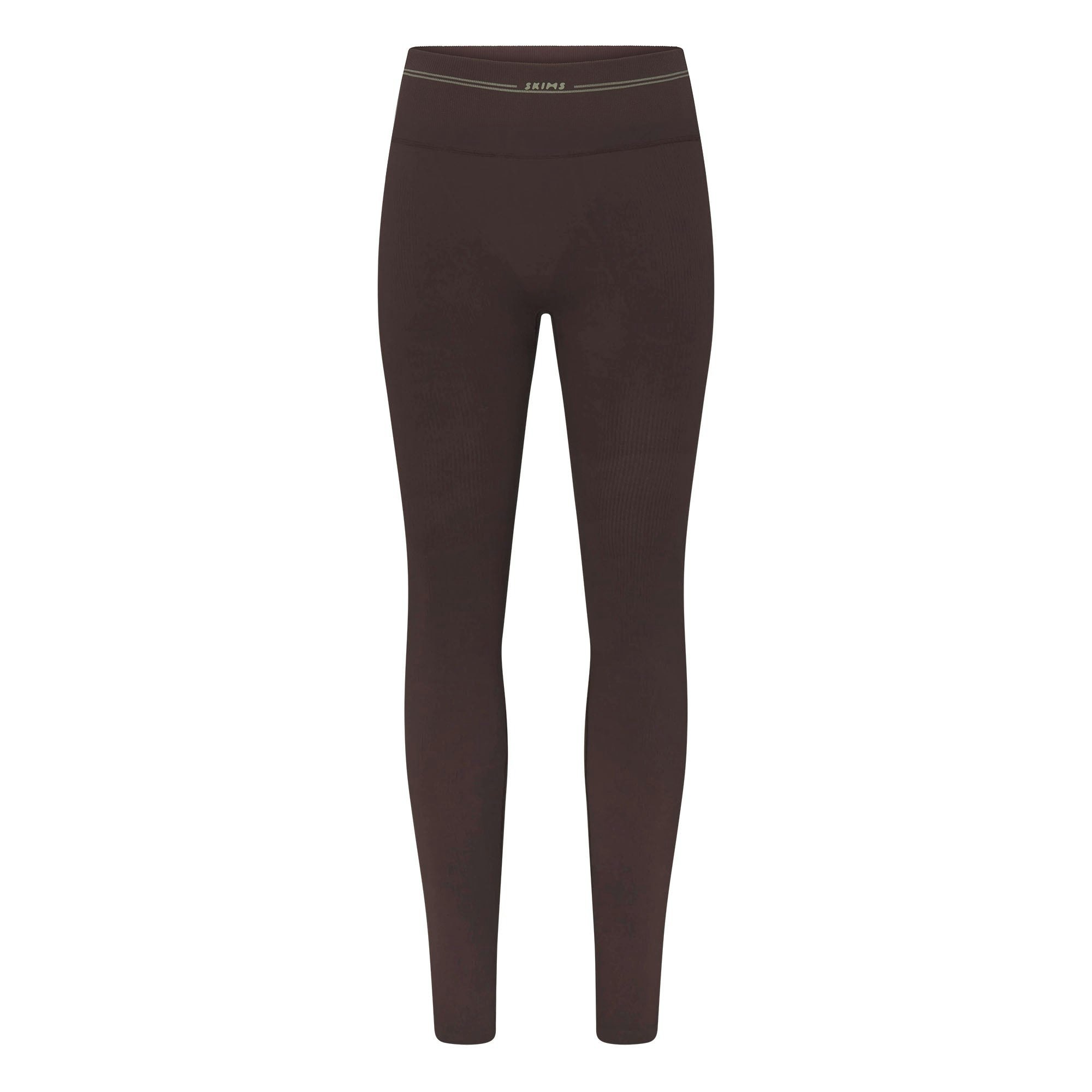 NikeSKIMS RIBBED SEAMLESS 26" LEGGING | PHOENIX/TRUFFLE FLAT ON A WHITE BACKGROUND | FLT