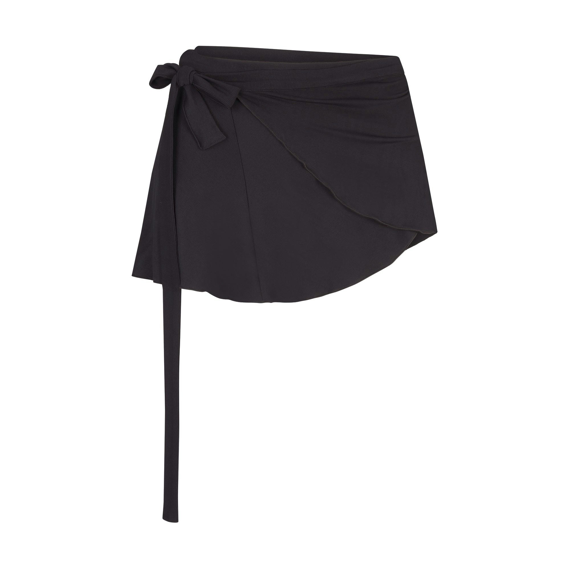 NikeSKIMS STRETCH KNIT WRAP SKIRT | OBSIDIAN FLAT ON A WHITE BACKGROUND | FLT
