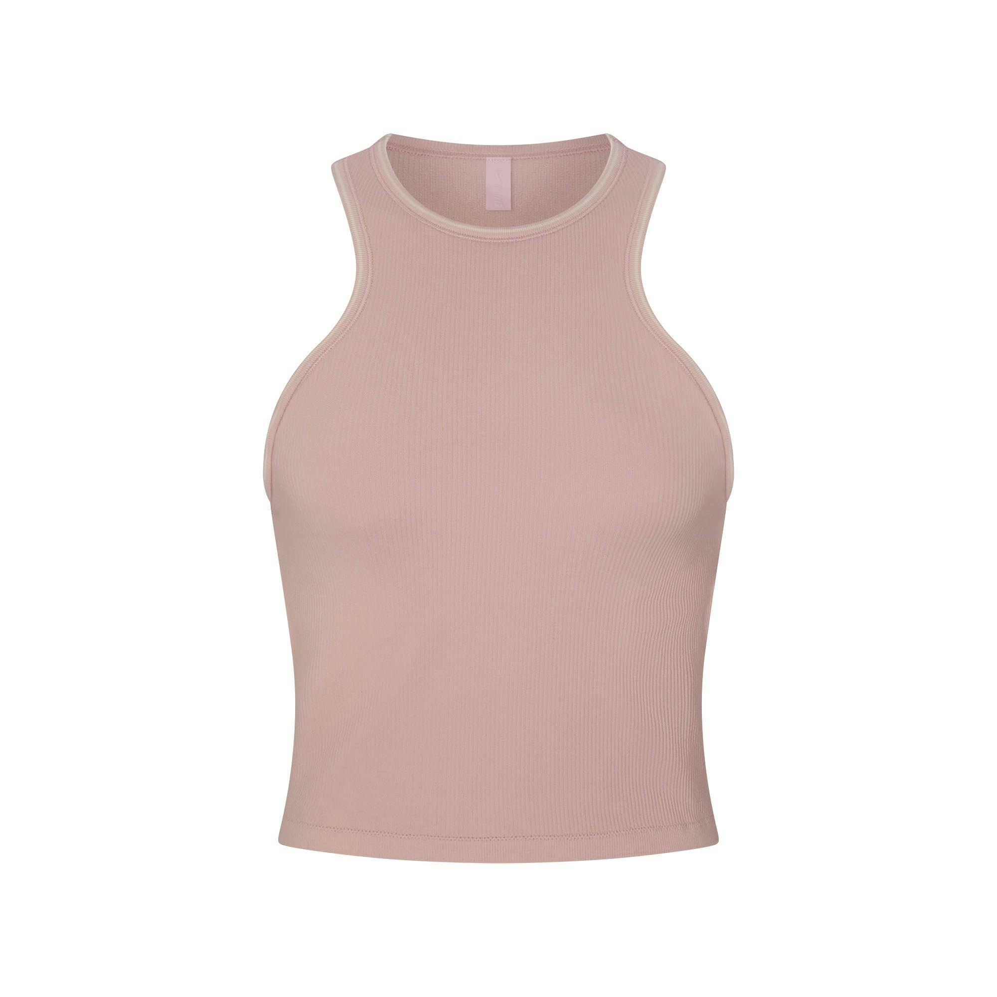 NikeSKIMS RIBBED SEAMLESS RACER FRONT TANK | HIMALAYAN/ECRU FLAT ON A WHITE BACKGROUND | FLT