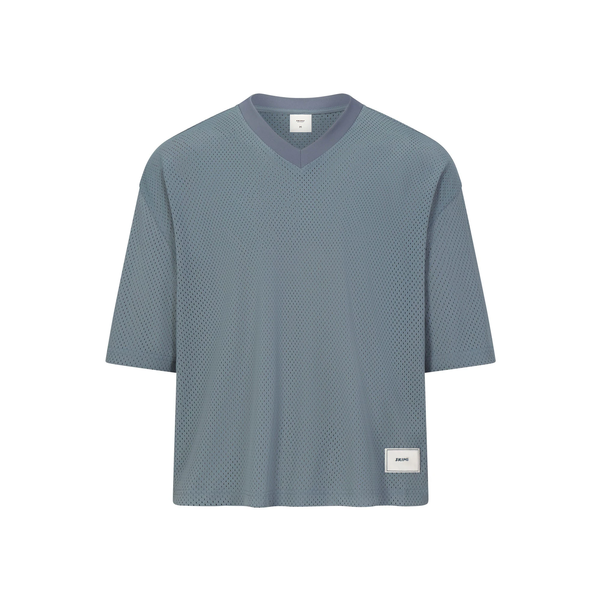 MESH APPAREL MENS V-NECK CROPPED JERSEY | ZIRCON FLAT ON A WHITE BACKGROUND | FLT