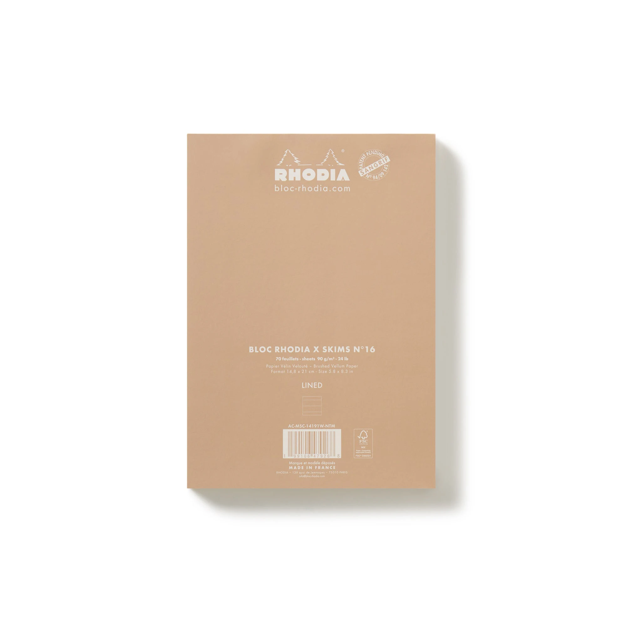RHODIA X SKIMS NOTEPAD SET | NEUTRAL MULTI & LAYS FLAT ON A WHITE BACKGROUND | FLT