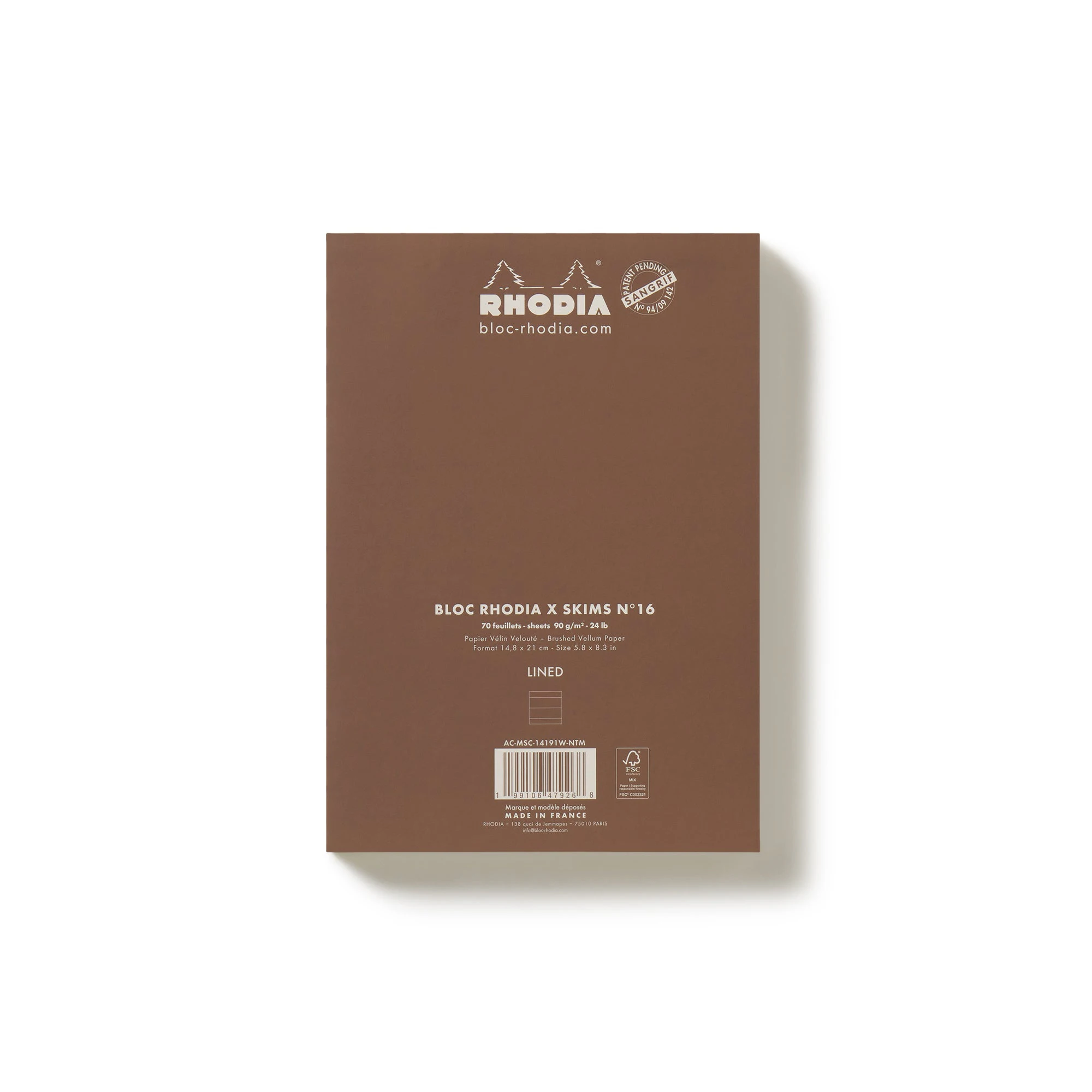 RHODIA X SKIMS NOTEPAD SET | NEUTRAL MULTI & LAYS FLAT ON A WHITE BACKGROUND | FLT