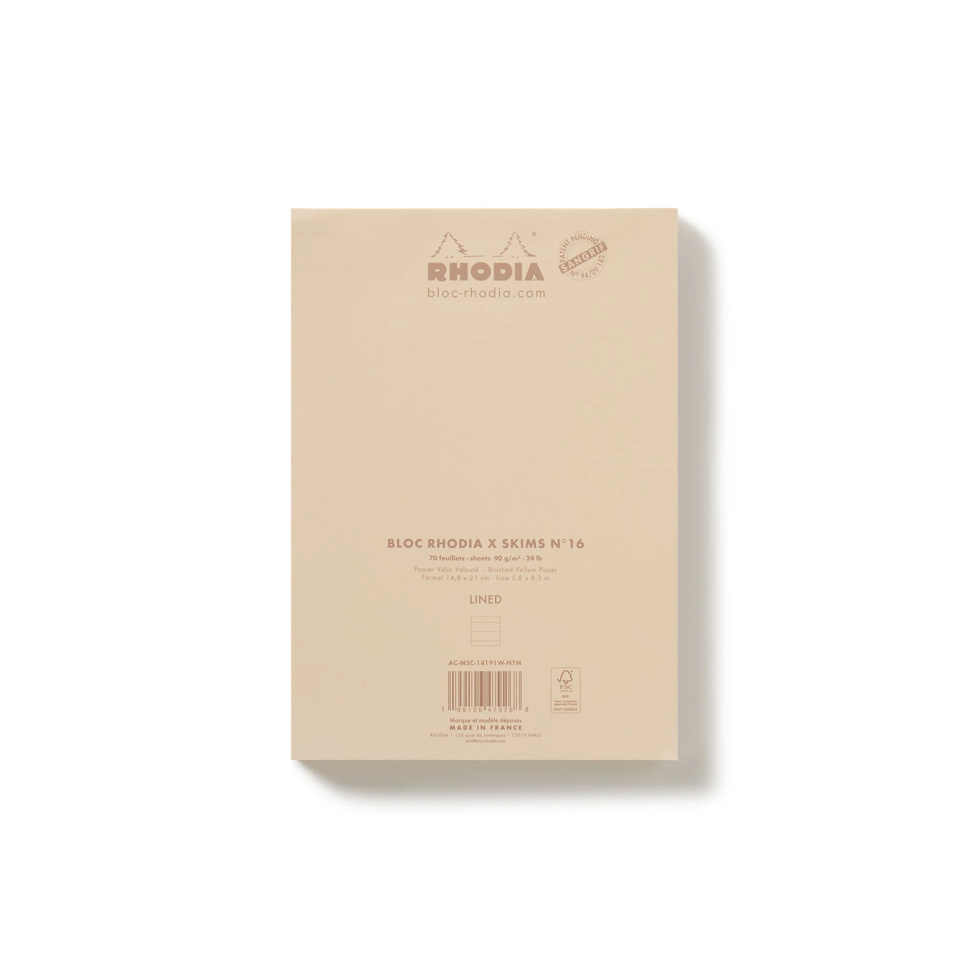 RHODIA X SKIMS NOTEPAD SET | NEUTRAL MULTI & LAYS FLAT ON A WHITE BACKGROUND | FLT