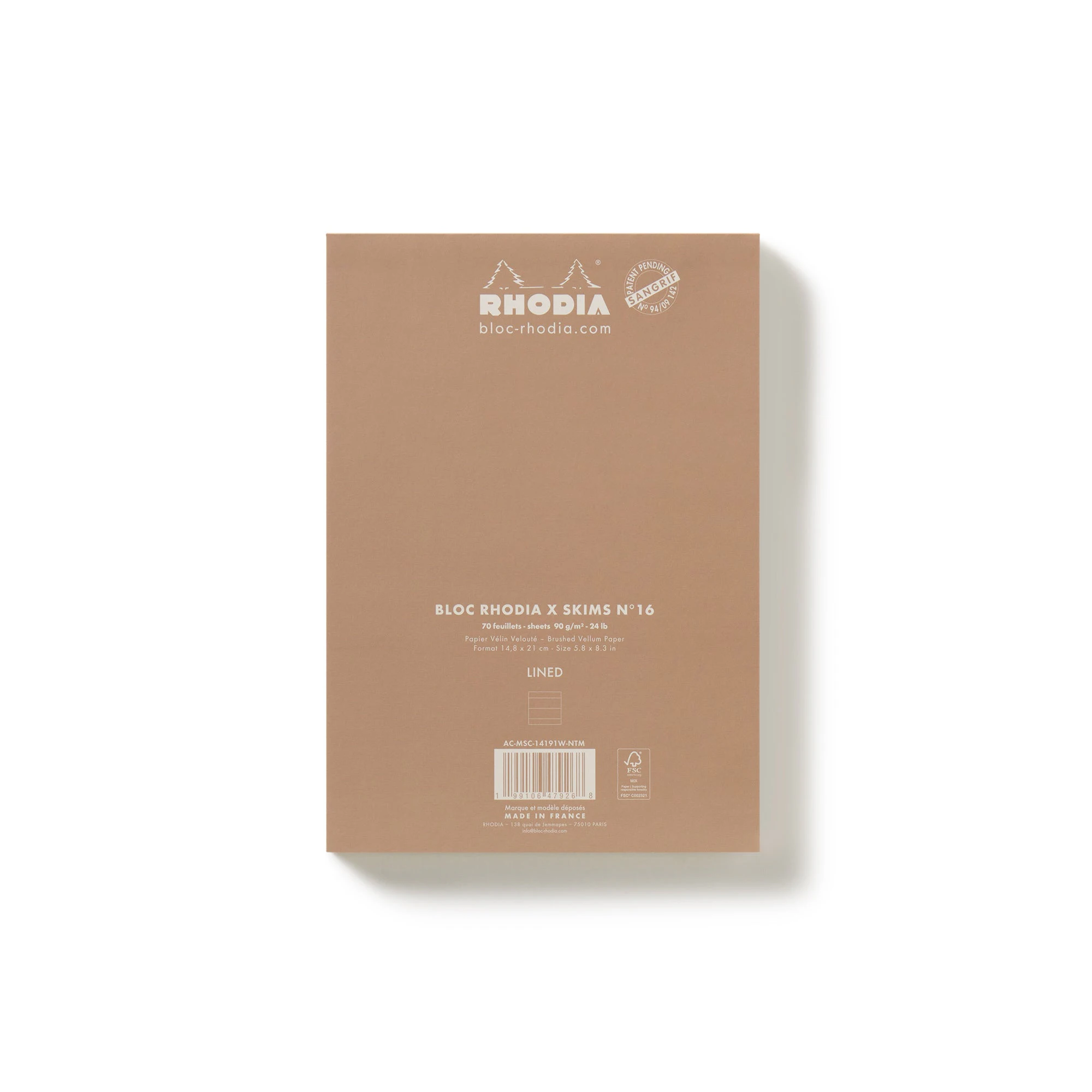 RHODIA X SKIMS NOTEPAD SET | NEUTRAL MULTI & LAYS FLAT ON A WHITE BACKGROUND | FLT