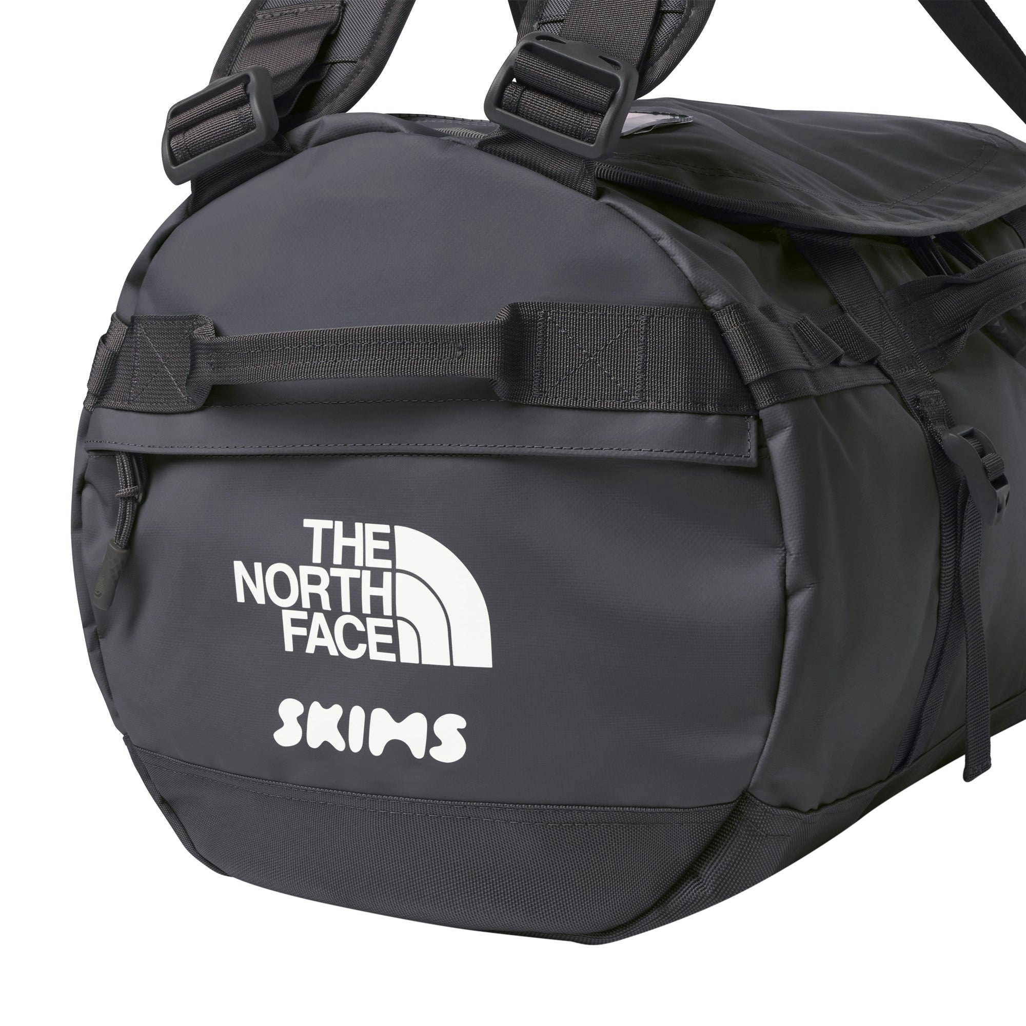THE NORTH FACE X SKIMS SMALL BASE CAMP DUFFLE BAG | GUNMETAL ADDITIONAL FABRIC DETAILS