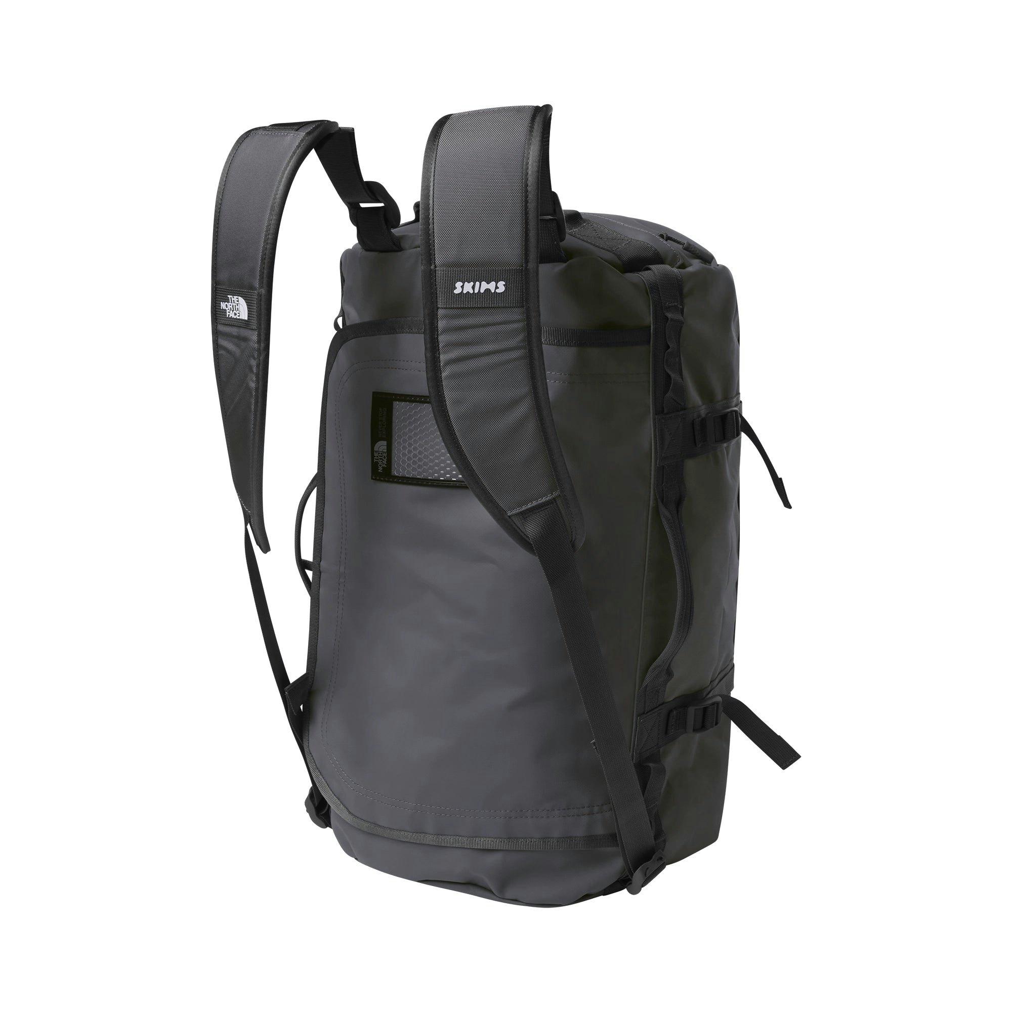 THE NORTH FACE X SKIMS SMALL BASE CAMP DUFFLE BAG | GUNMETAL ADDITIONAL FABRIC DETAILS