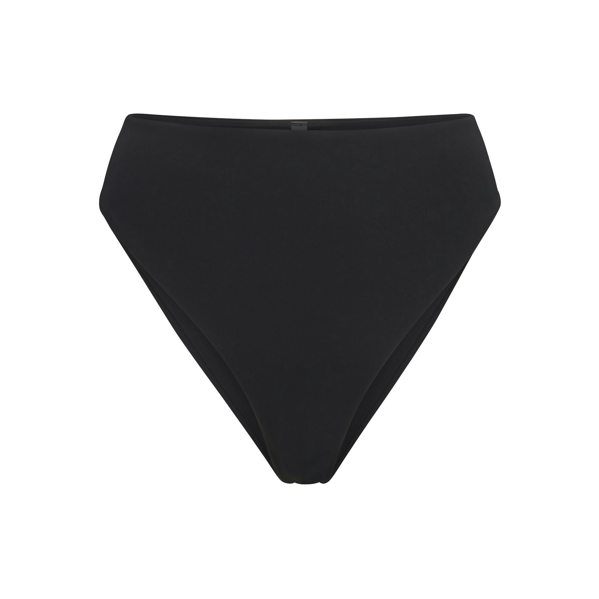 SIGNATURE SWIM HIGH-WAISTED BIKINI BOTTOM | ONYX FLAT ON A WHITE BACKGROUND | FLT