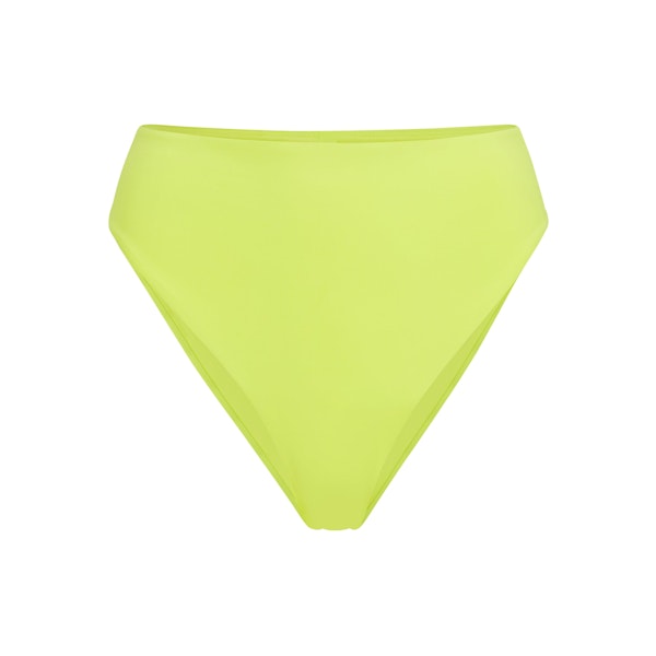 SIGNATURE SWIM HIGH-WAISTED BIKINI BOTTOM | SPHENE LAYS FLAT ON A WHITE BACKGROUND | FLT