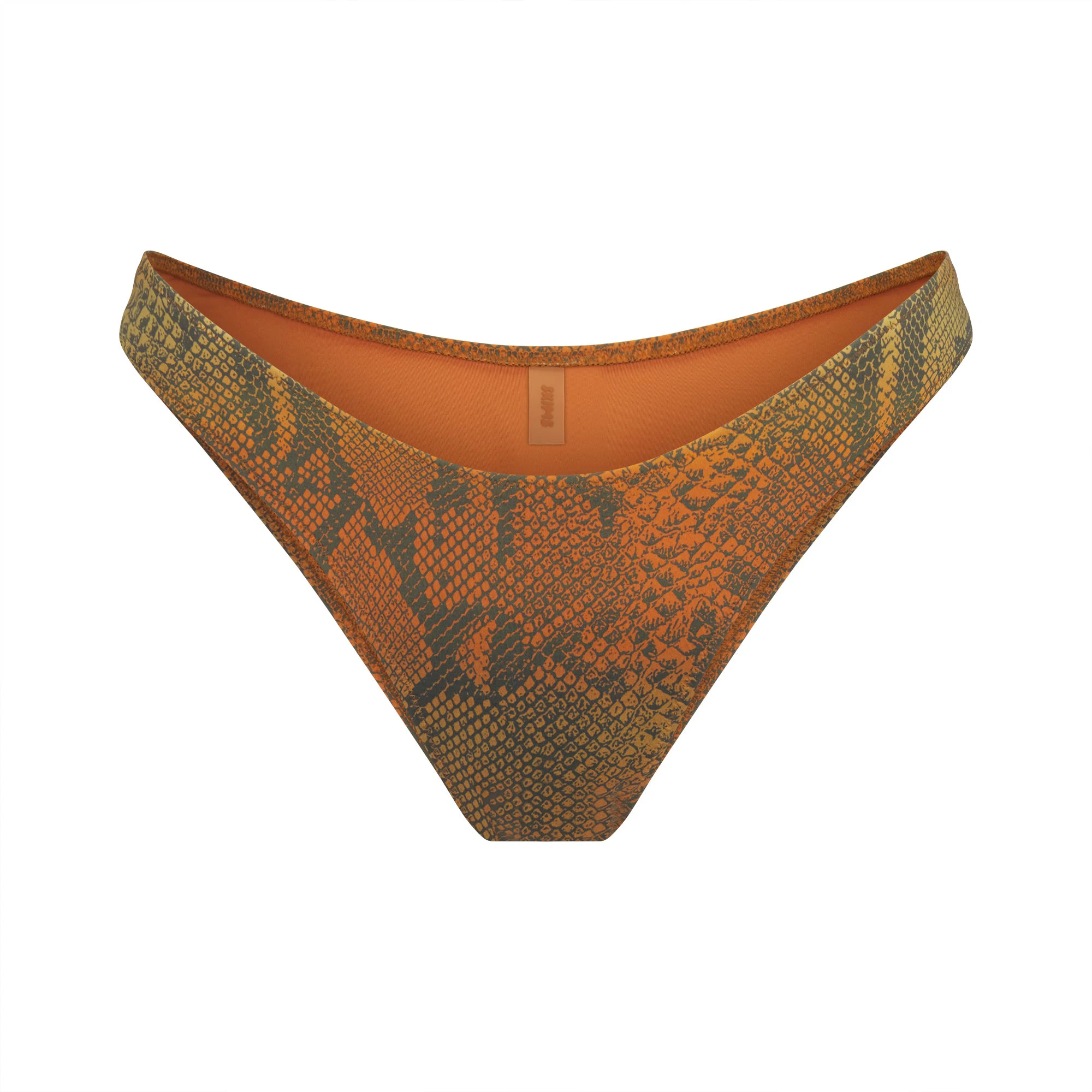 SIGNATURE SWIM TANGA BIKINI BOTTOM | FOREST OMBRE SNAKE LAYS FLAT ON A WHITE BACKGROUND | FLT