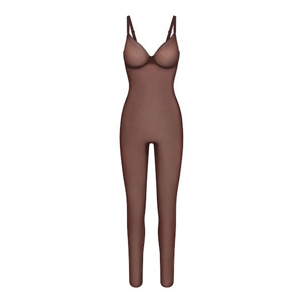 SIMPLY BARE UNDERWIRE CATSUIT | COCOA (CATSUITS, BODYSUITS) FLAT ON A WHITE BACKGROUND | FLT