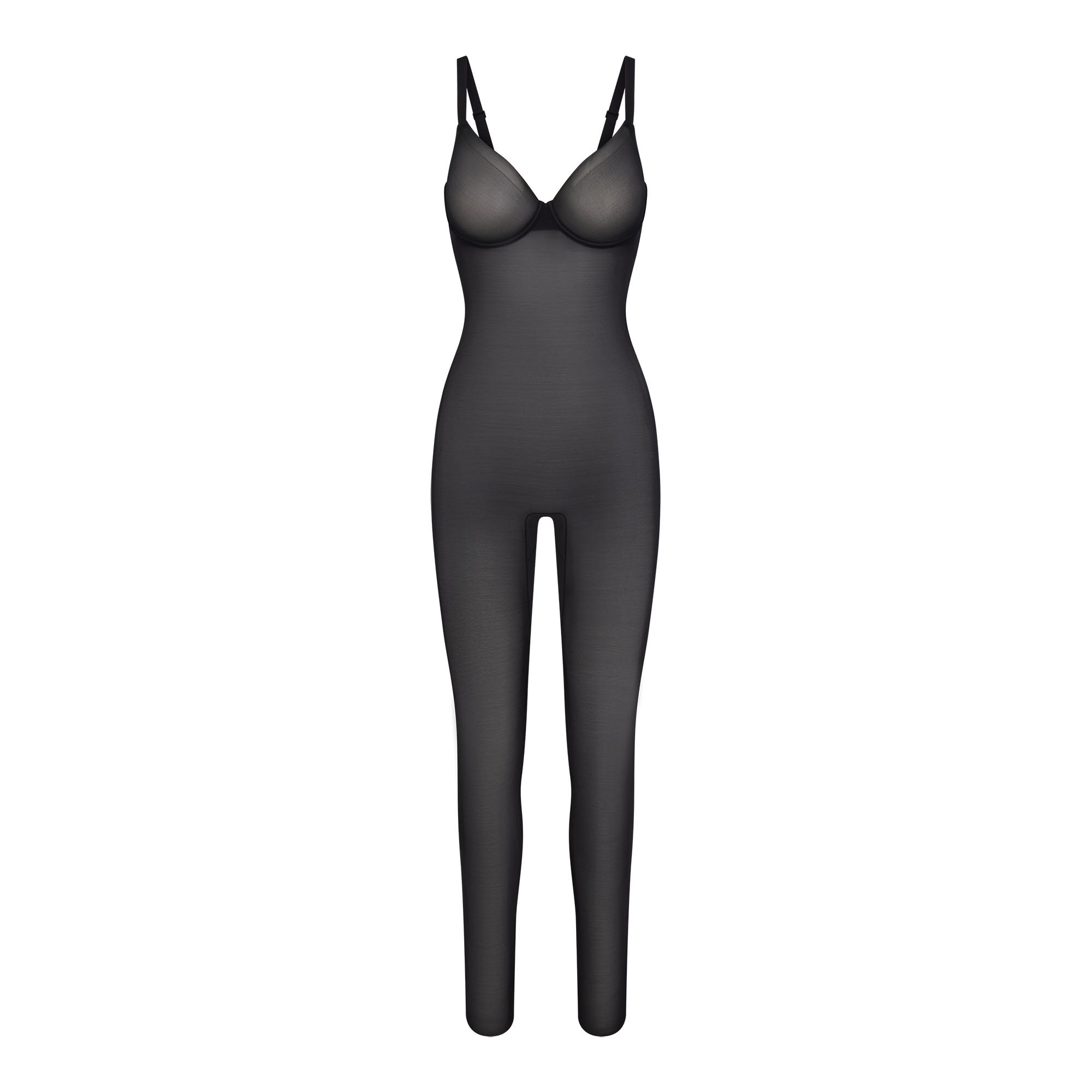 SIMPLY BARE UNDERWIRE CATSUIT | ONYX (CATSUITS, BODYSUITS) FLAT ON A WHITE BACKGROUND | FLT
