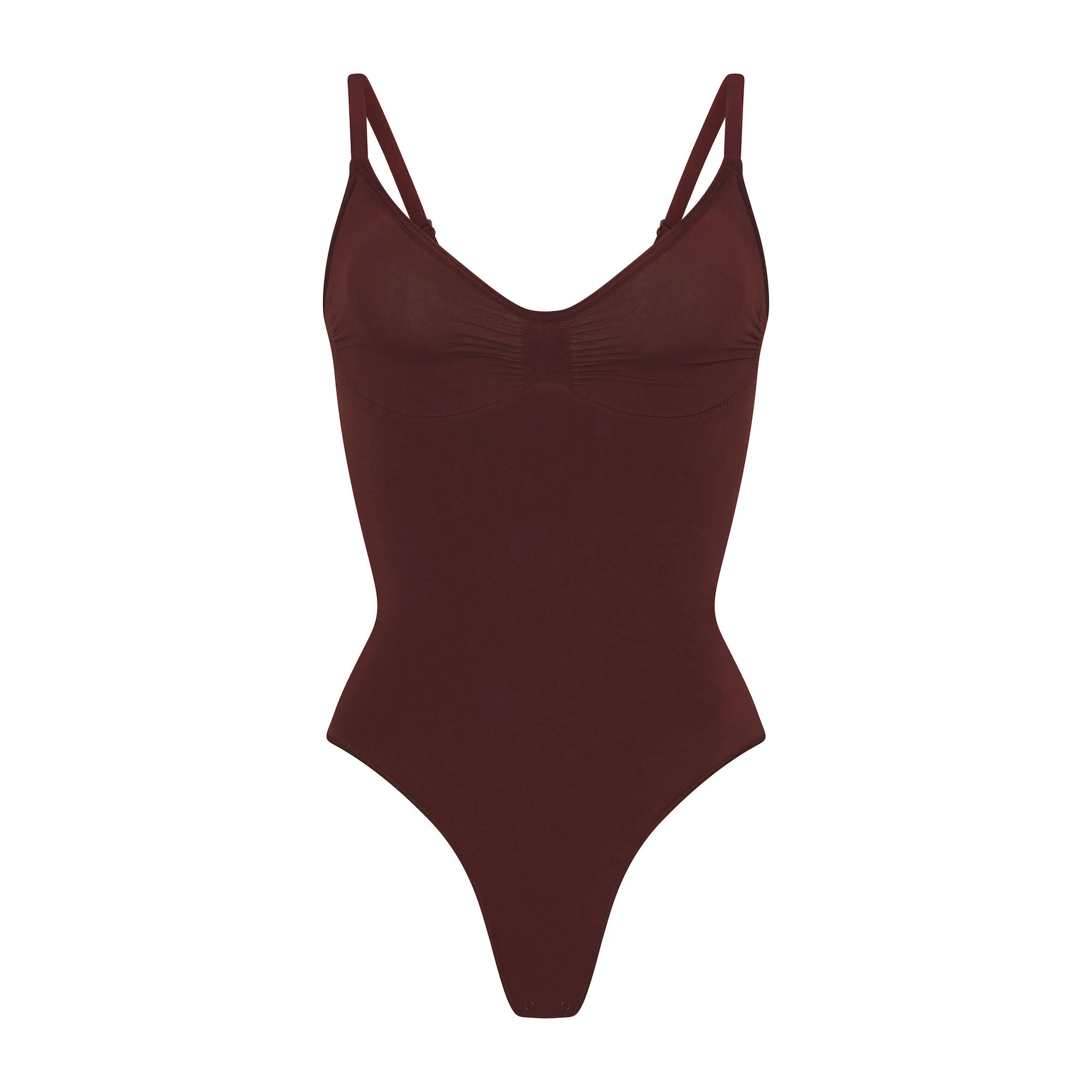 SEAMLESS SCULPT THONG BODYSUIT | OXBLOOD FLAT ON A WHITE BACKGROUND | FLT