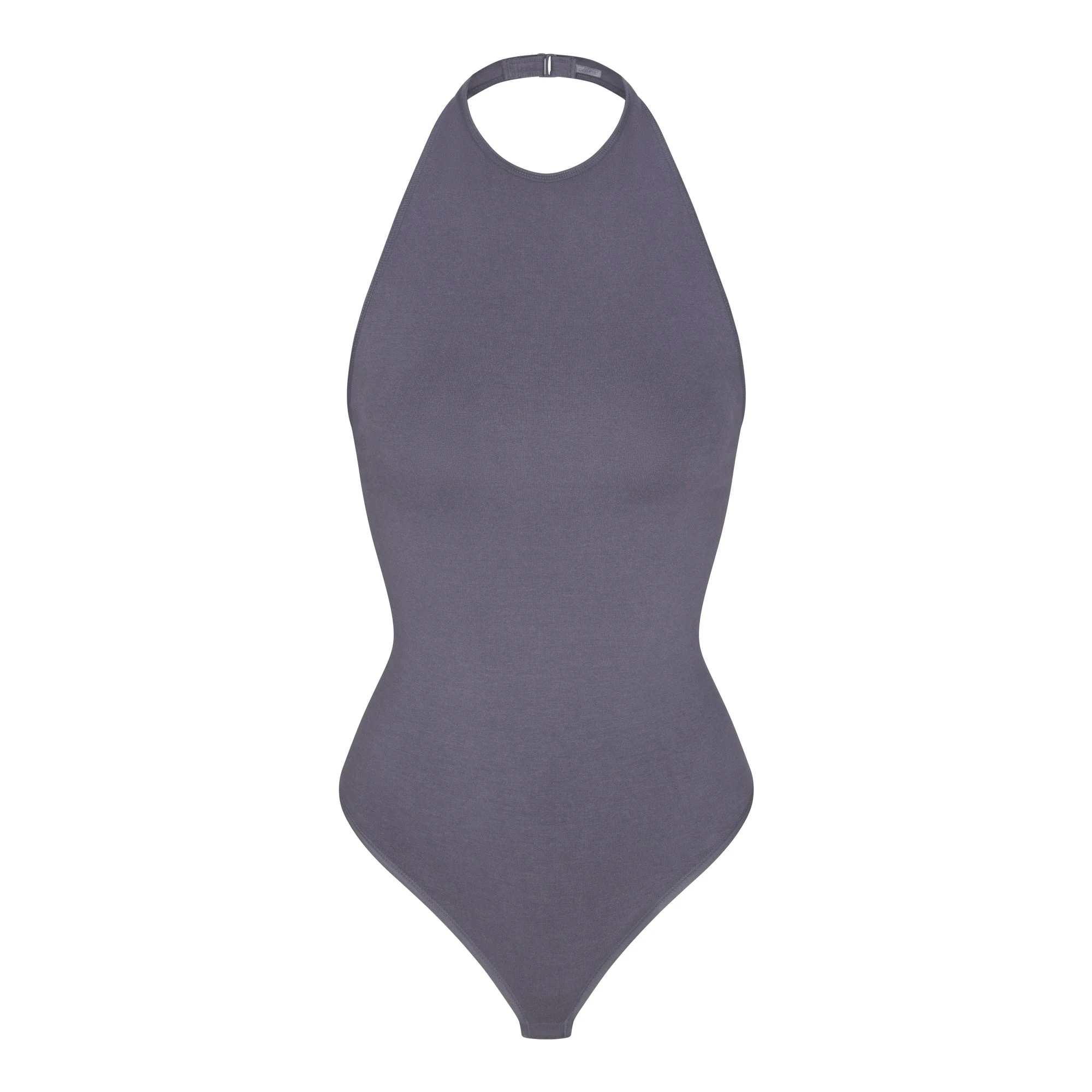 OUTDOOR HALTER BODYSUIT | STEEL BLUE (BODYSUITS) LAYS FLAT ON A WHITE BACKGROUND