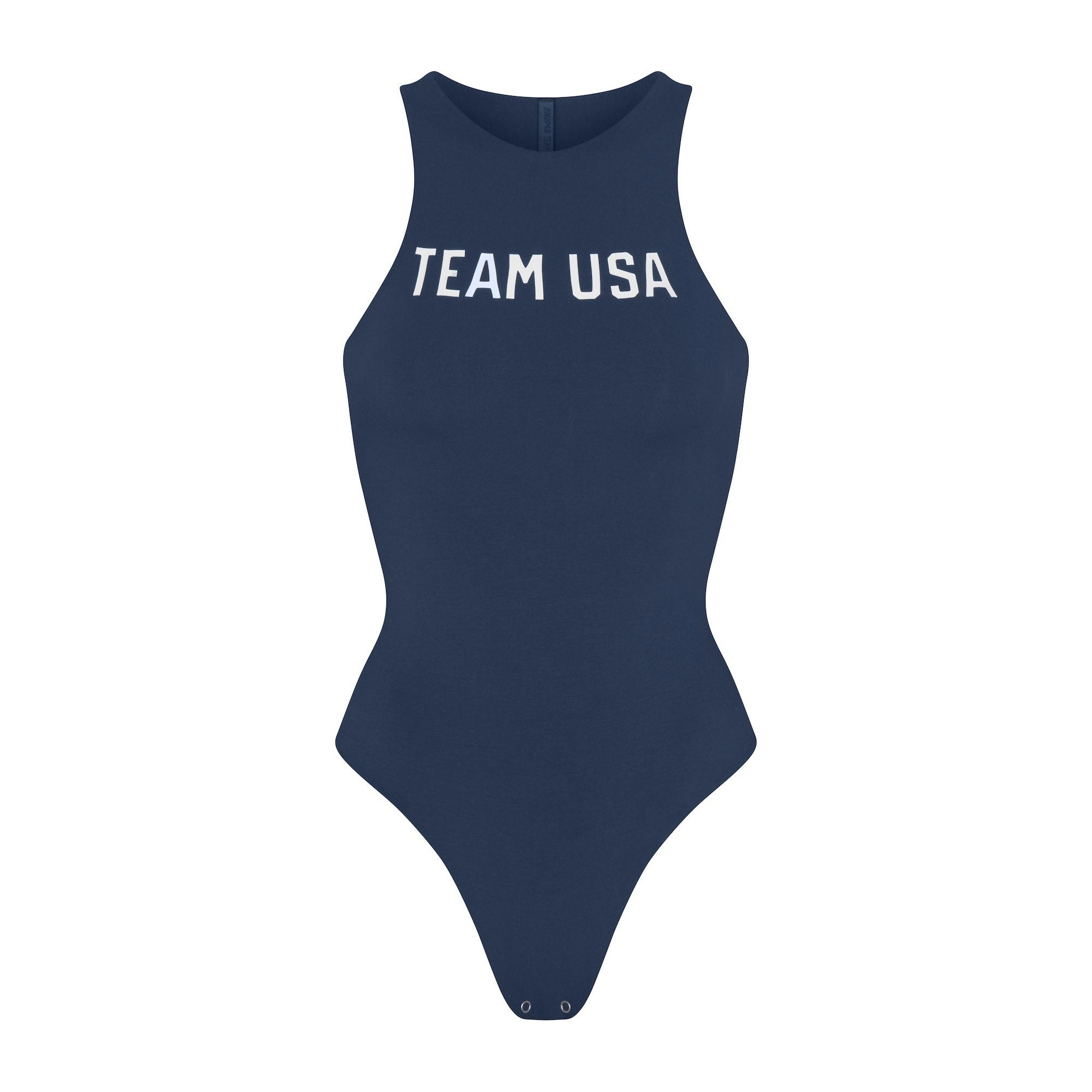 SKIMS FOR TEAM USA COTTON JERSEY OLYMPIC HIGH NECK BODYSUIT | NAVY (BODYSUITS, BODYSUITS) FLAT ON A WHITE BACKGROUND | FLT