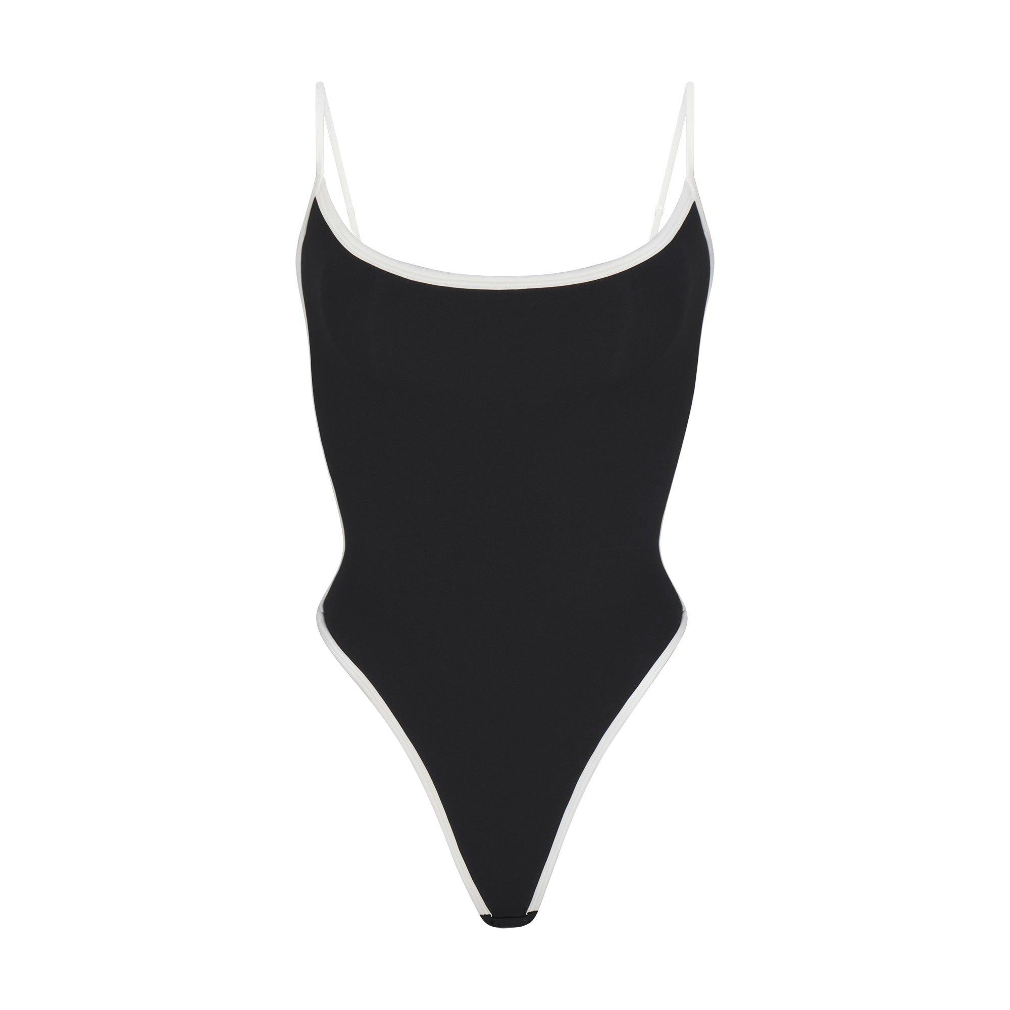 FITS EVERYBODY CONTRAST TRIM SCOOP NECK BODYSUIT | ONYX (BODYSUITS, BODYSUITS) FLAT ON A WHITE BACKGROUND | FLT