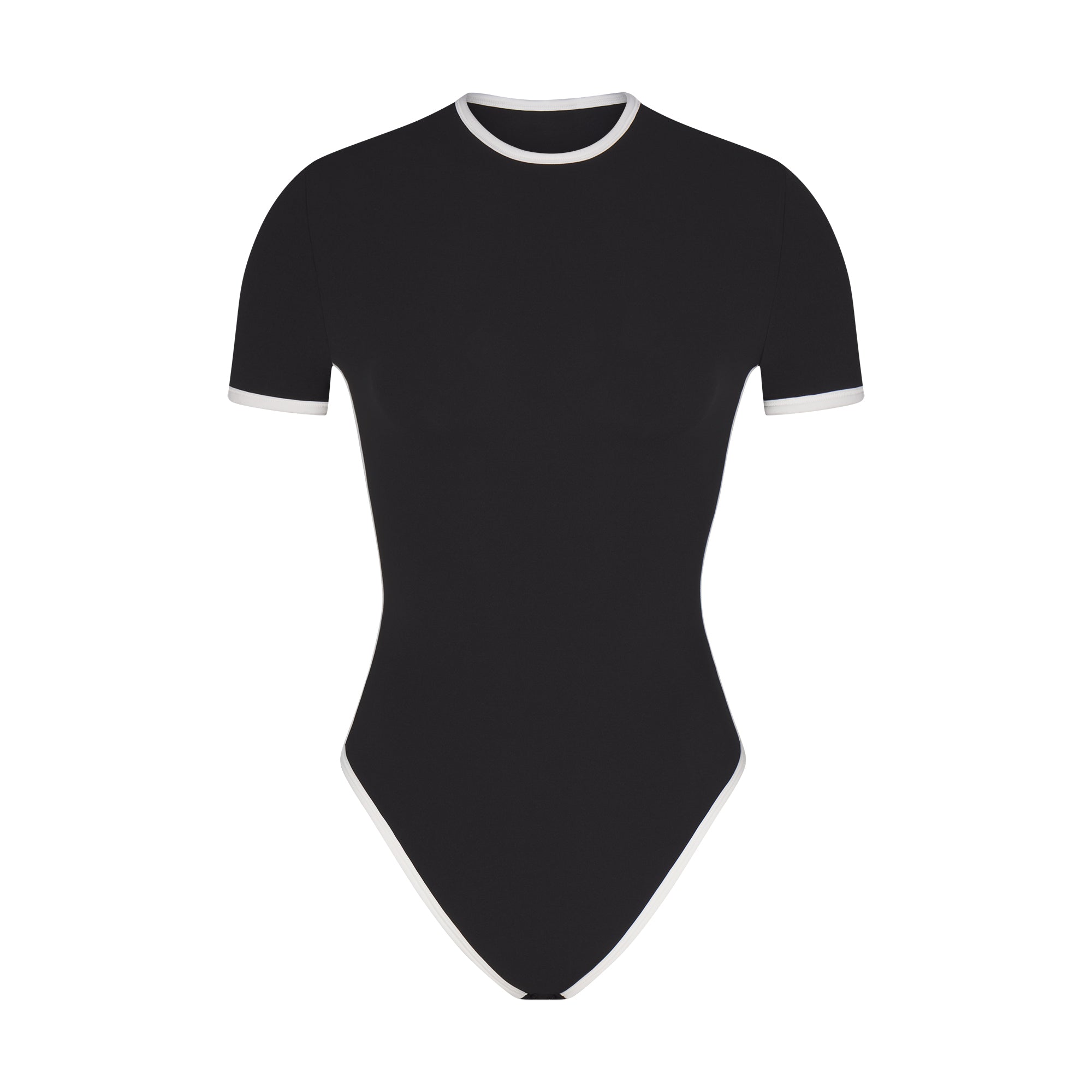 FITS EVERYBODY CONTRAST TRIM T SHIRT BODYSUIT ONYX XXS