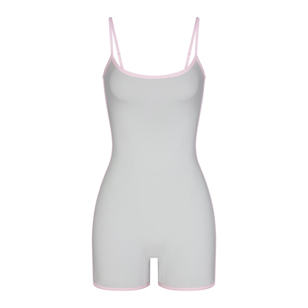 FITS EVERYBODY CONTRAST TRIM ONESIE | PLATINUM (ONESIES, BODYSUITS) FLAT ON A WHITE BACKGROUND | FLT