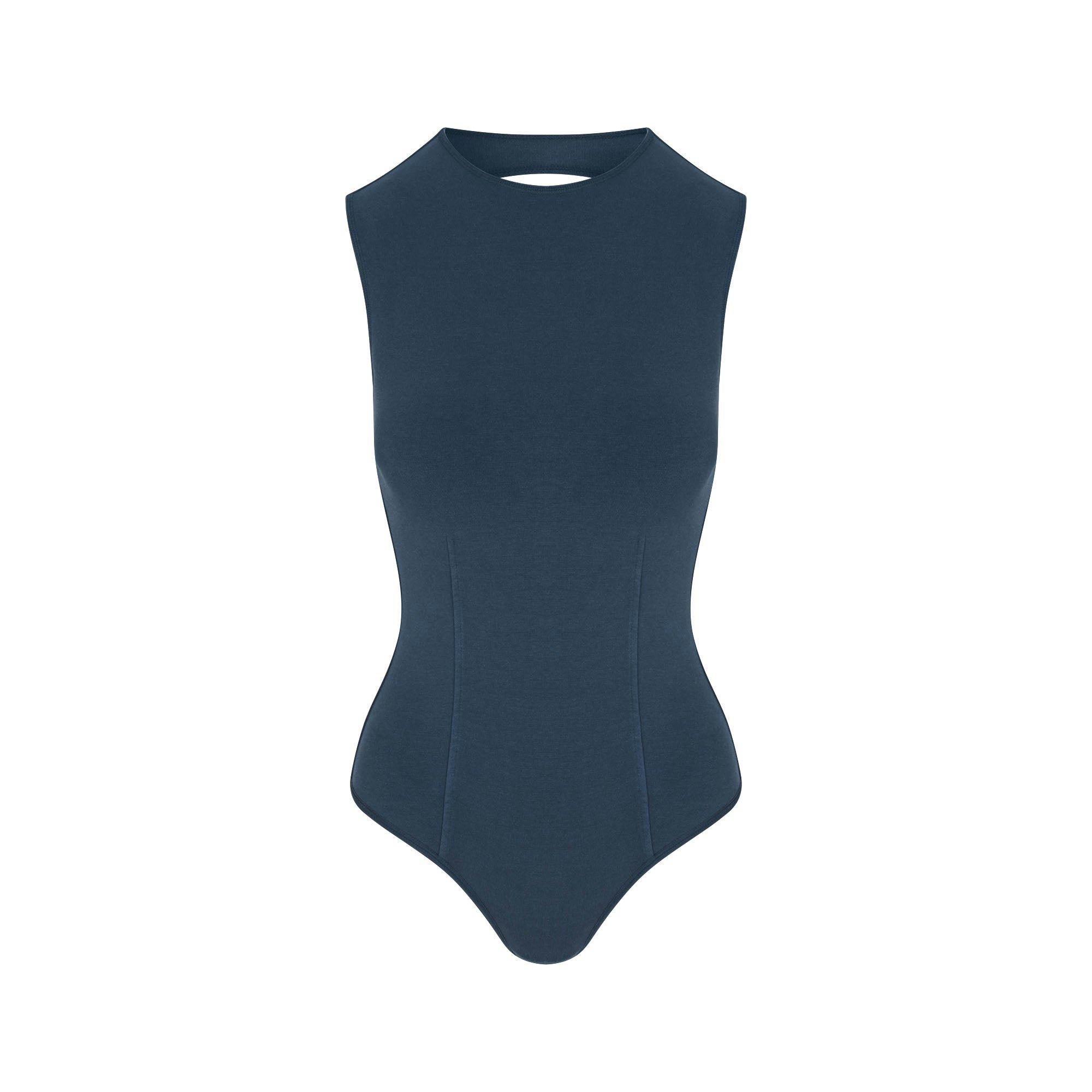 OUTDOOR OPEN BACK BODYSUIT | INDIGO FLAT ON A WHITE BACKGROUND | FLT | FLT