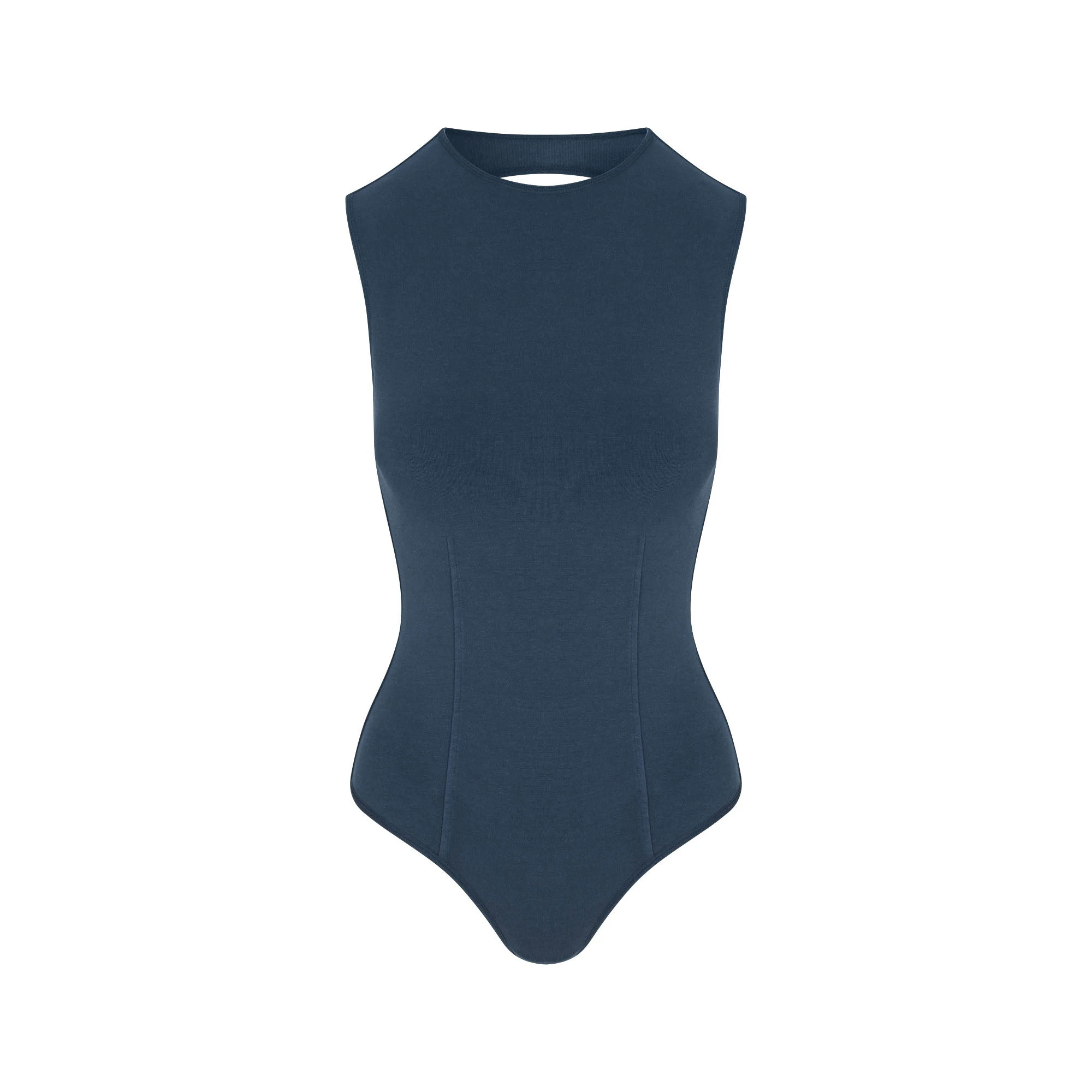OUTDOOR OPEN BACK BODYSUIT | INDIGO FLAT ON A WHITE BACKGROUND | FLT | FLT